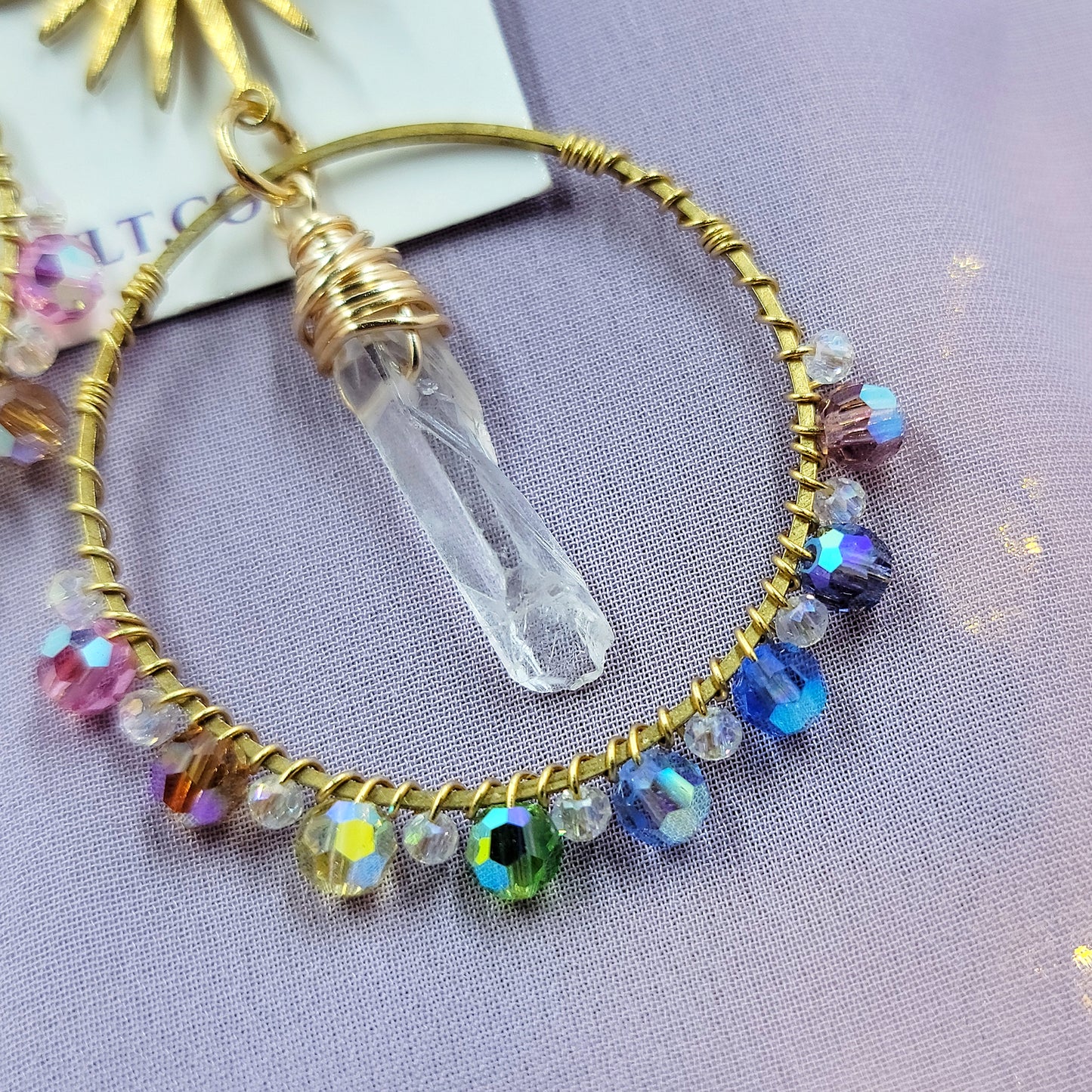 Celestial Rainbow Quartz Sun Catcher Earrings