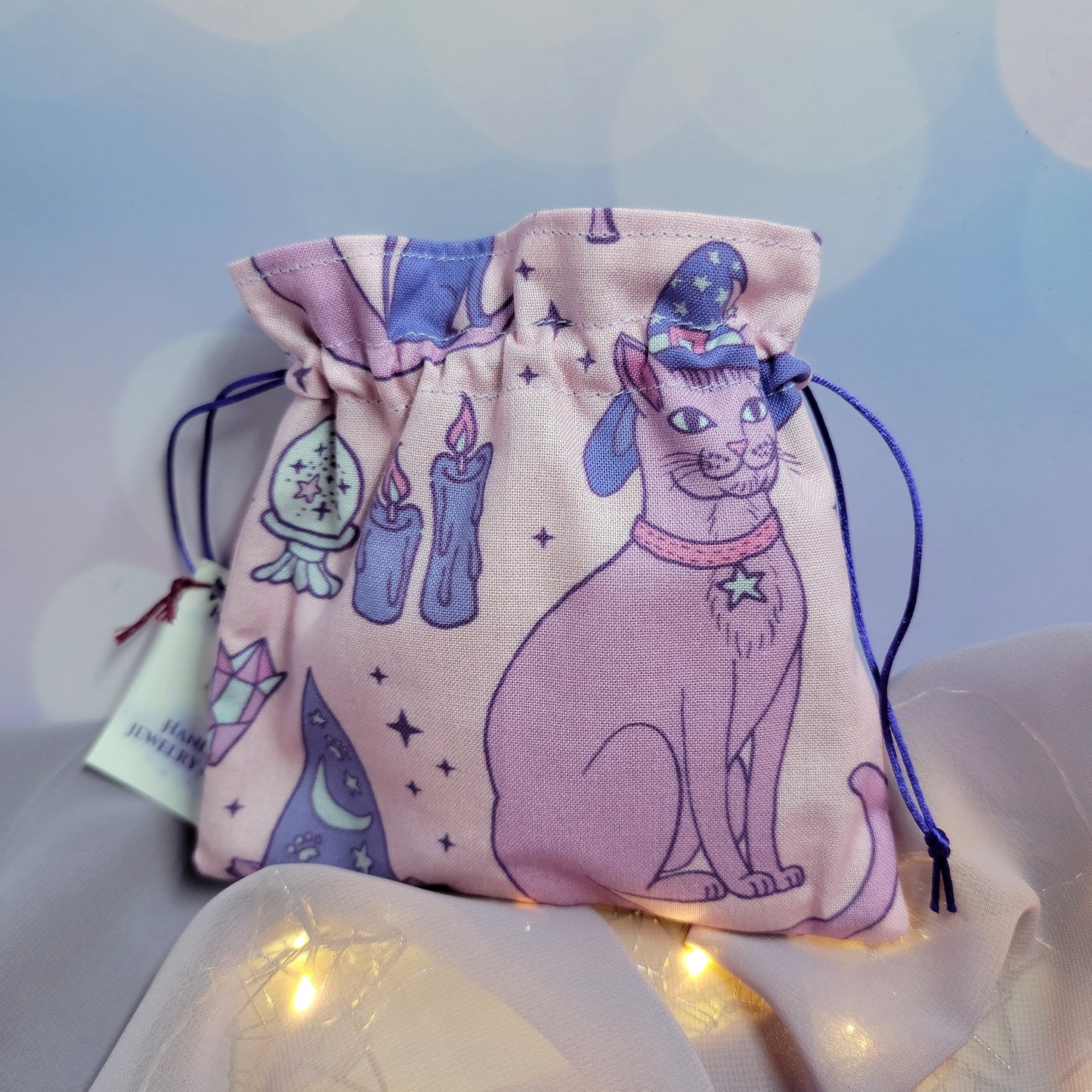 Mystical Witchy Kitty Trinket Crystal Pouch