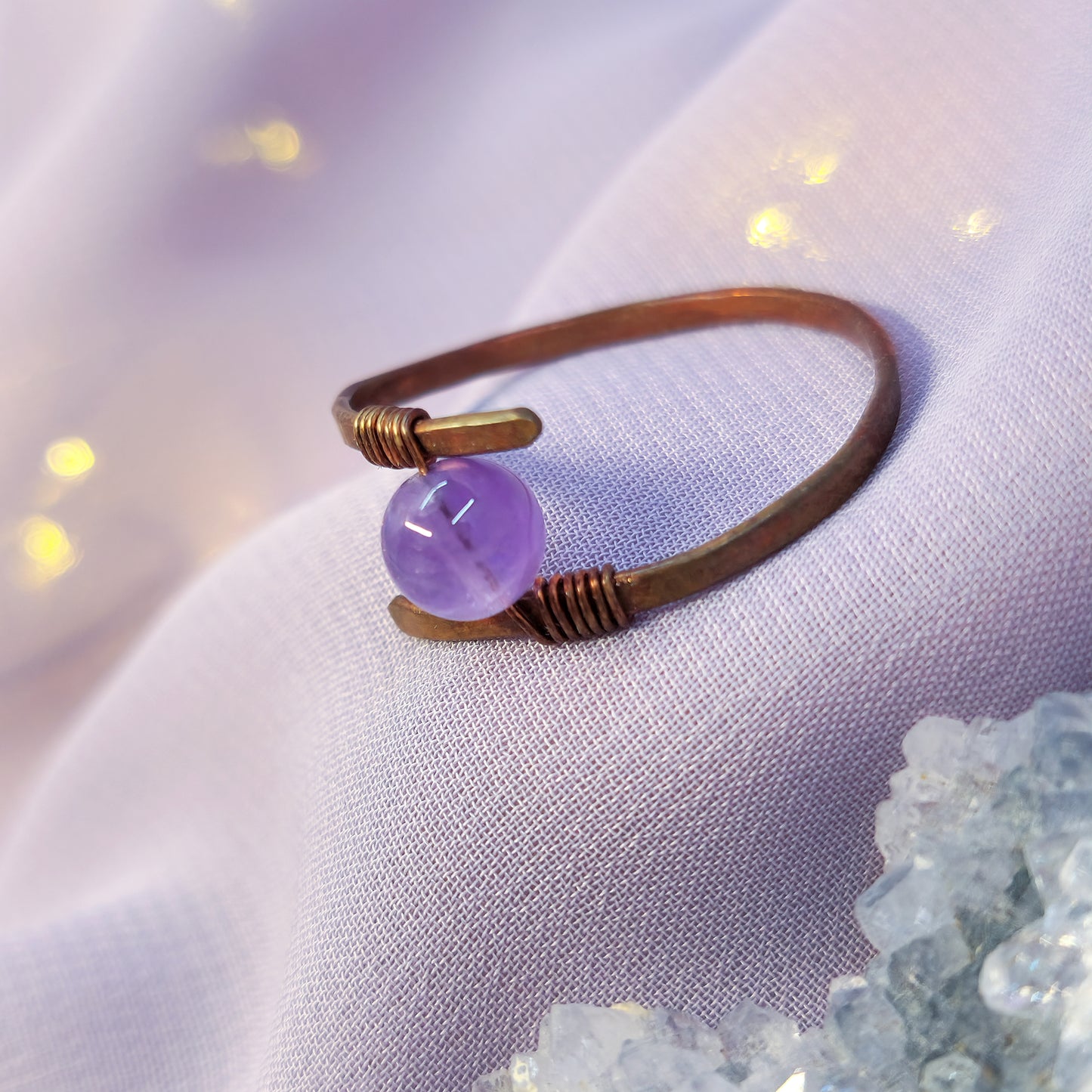 Fairy Hammered Copper Amethyst Ring