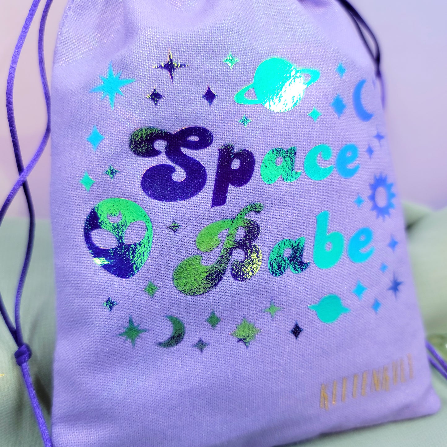 Holographic Space Babe Celestial Alien Crystal Trinket Pouch