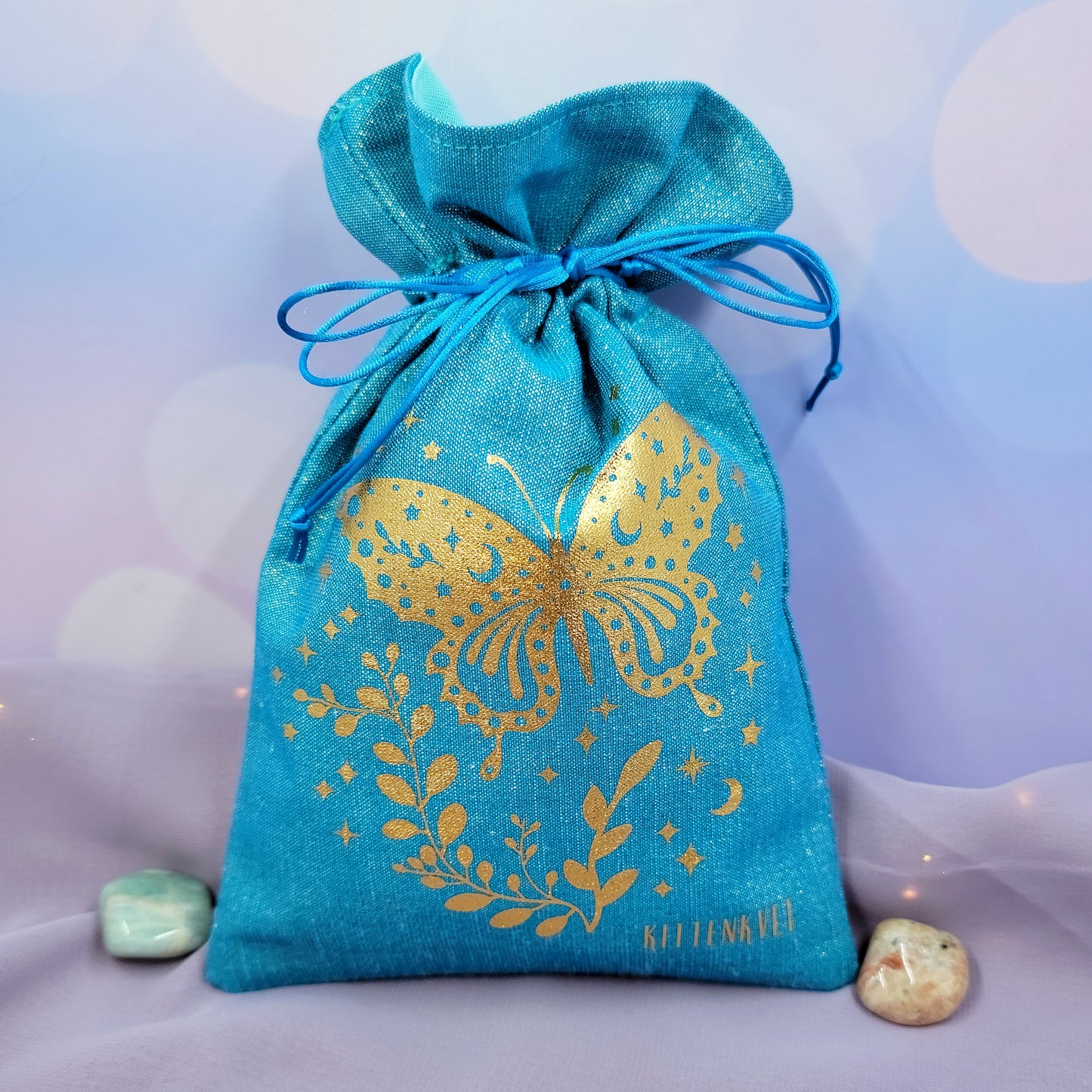 Mystical Witchy Celestial Butterfly Tarot Oracle Pouch Sparkly Fabric
