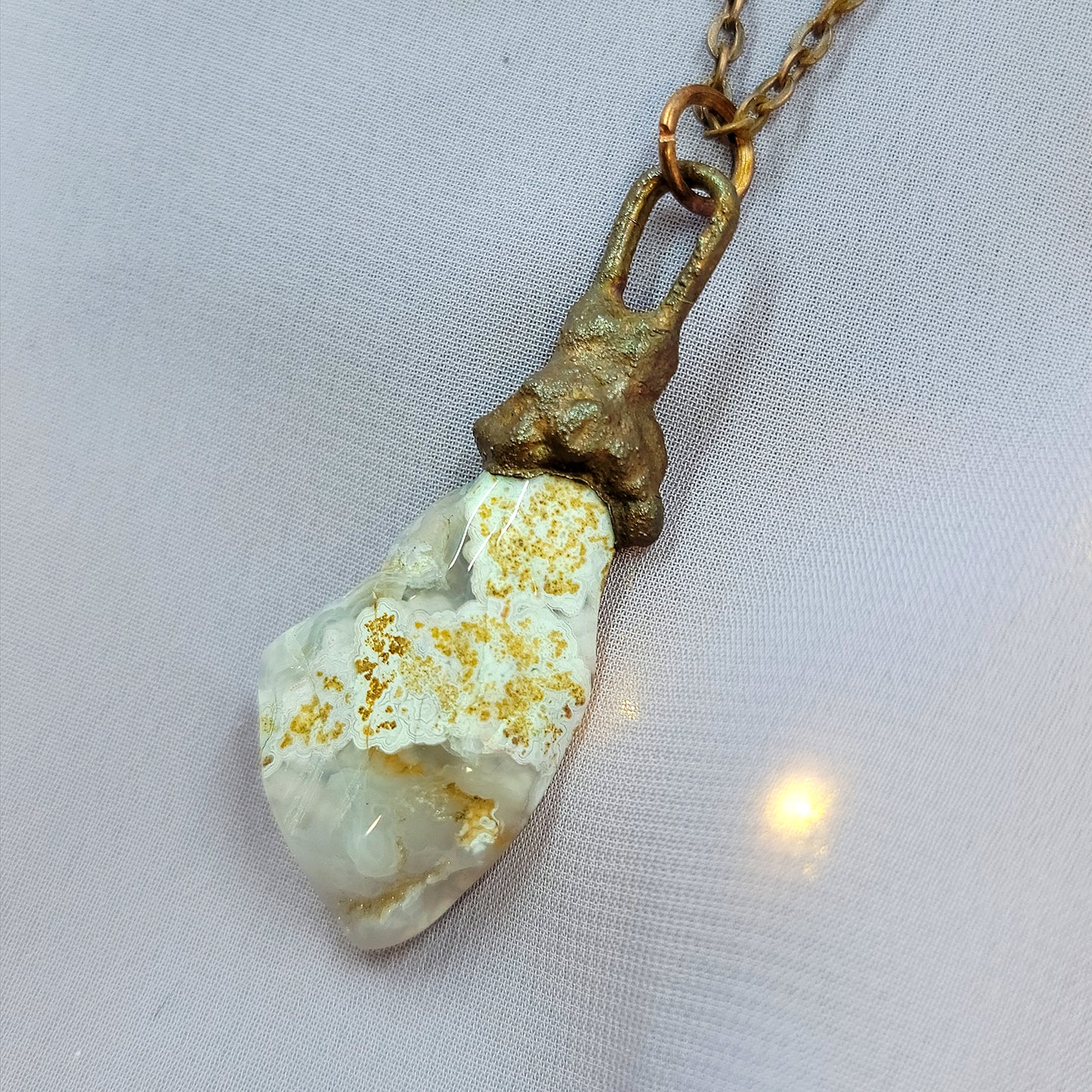 Calico Lace Agate Copper Pendant