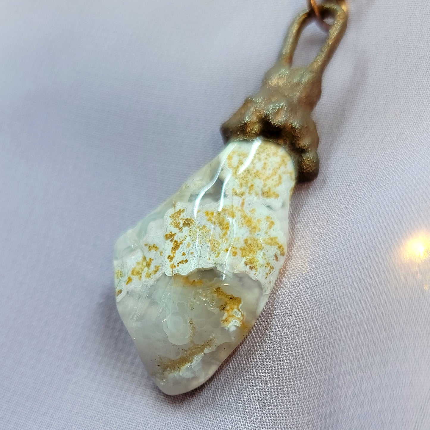 Calico Lace Agate Copper Pendant