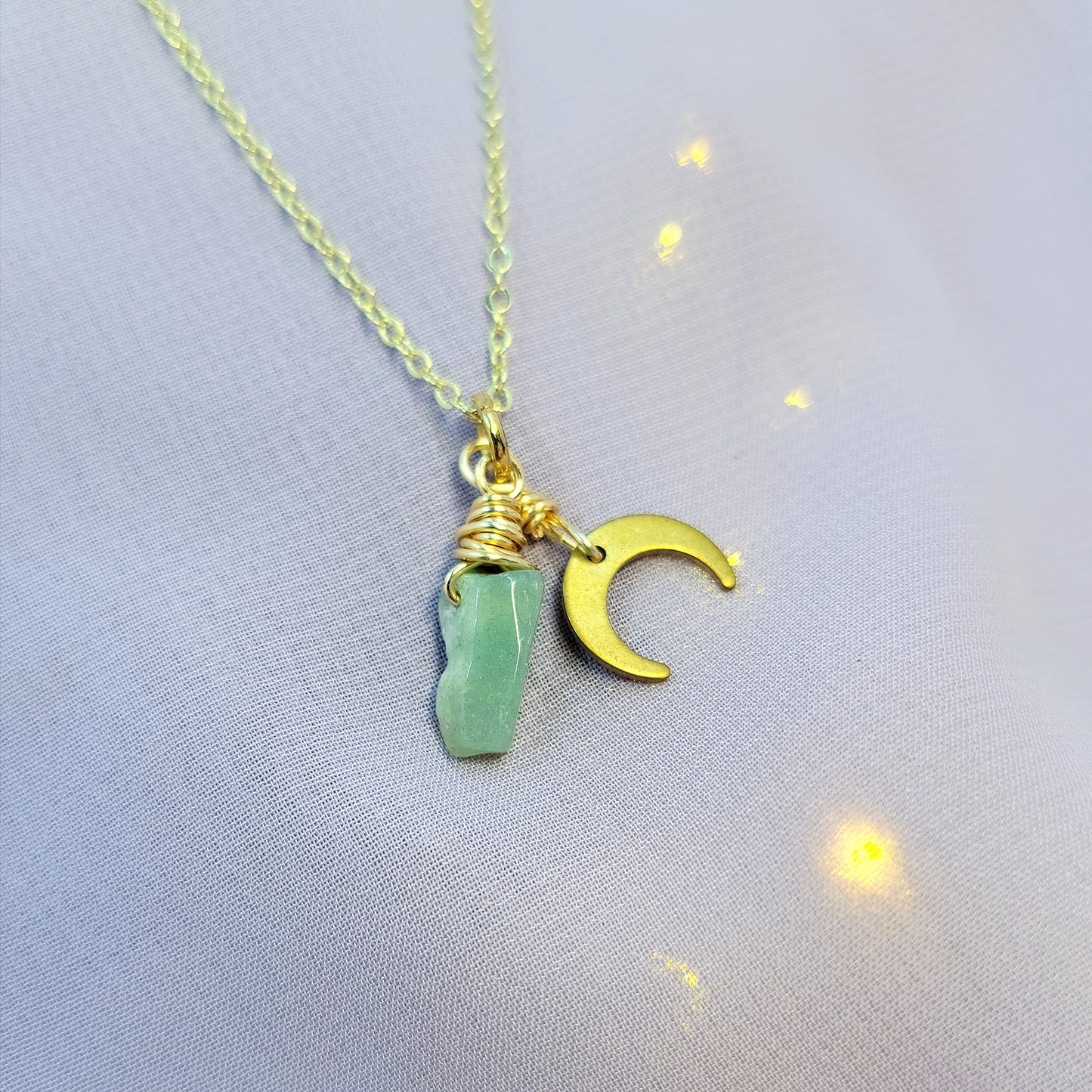 Mystical Witchy Fairy Ocean Jasper Moon Necklace