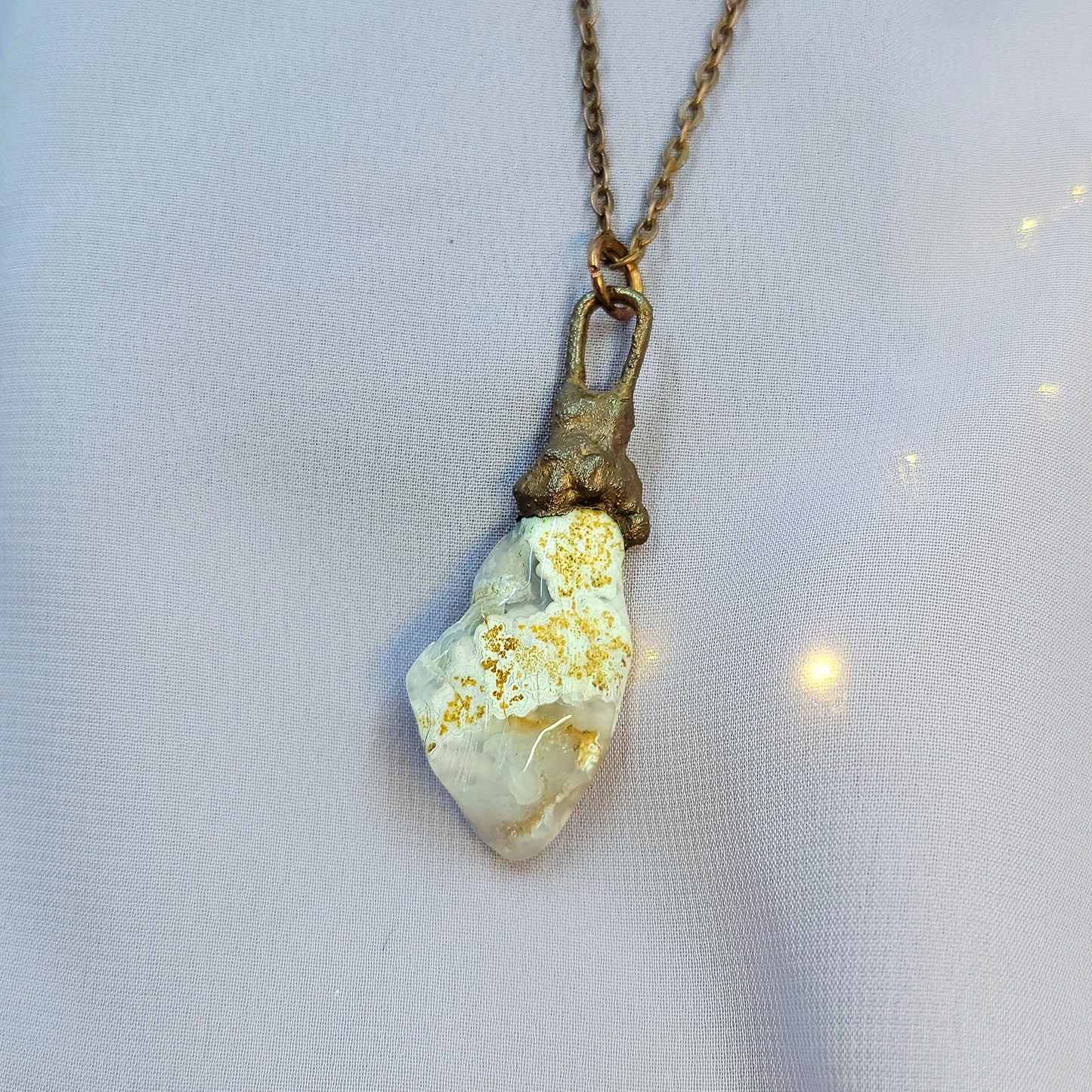 Calico Lace Agate Copper Pendant