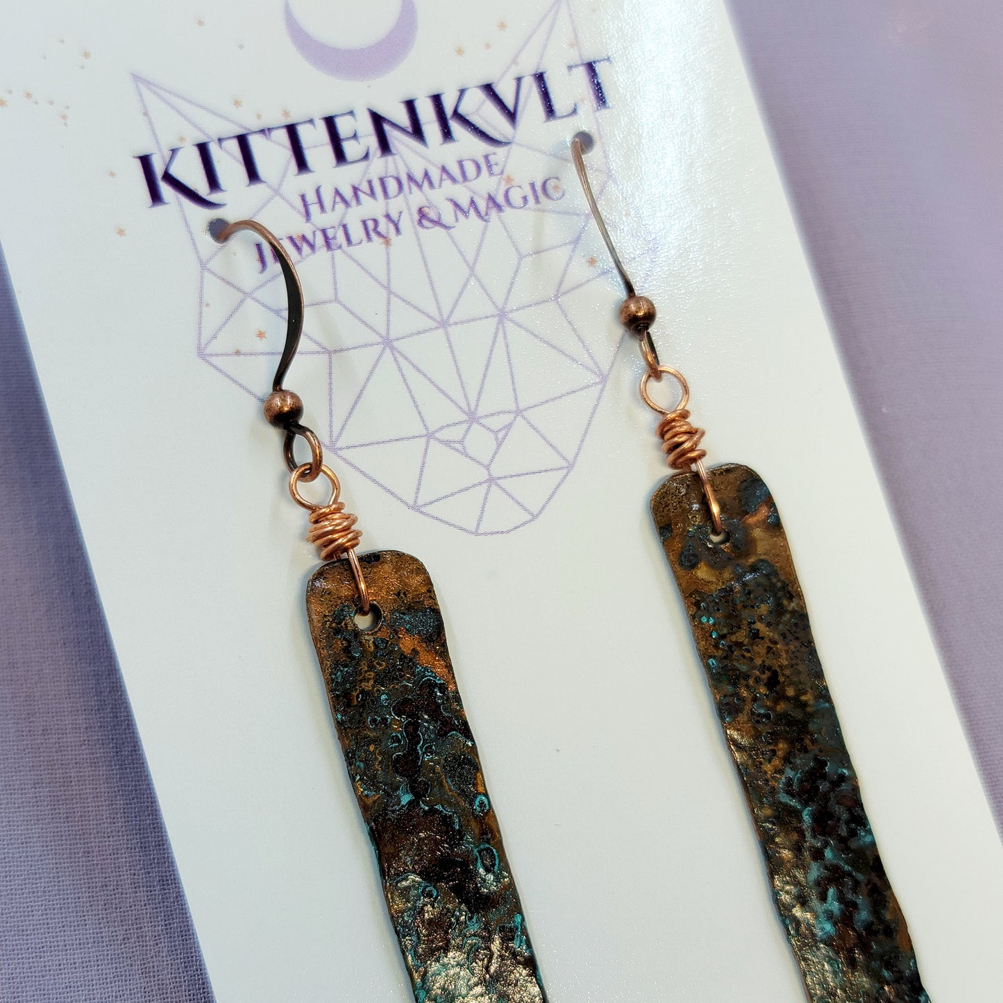 Rustic Patina Copper Earrings