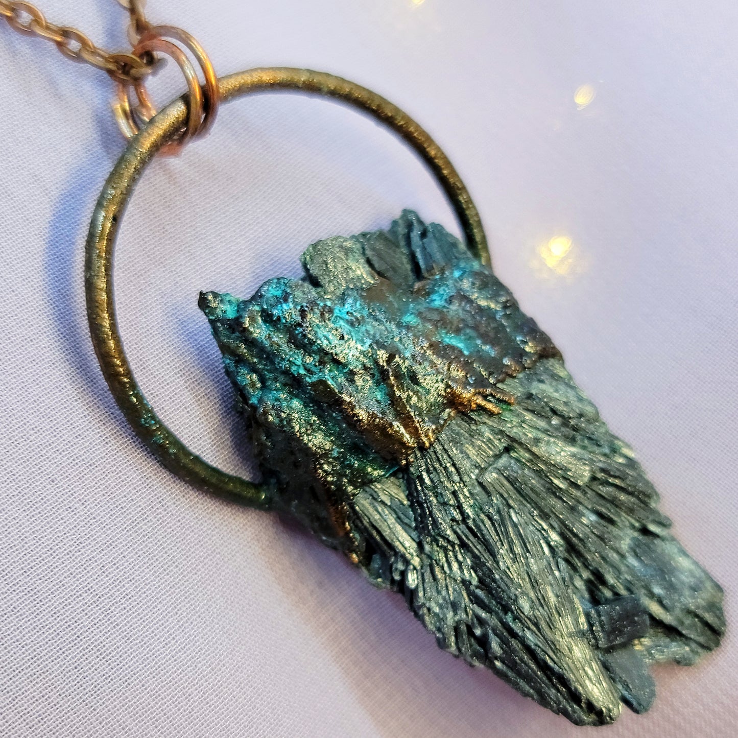 Black Kyanite Patina Dark Mountain Electroformed Copper Necklace