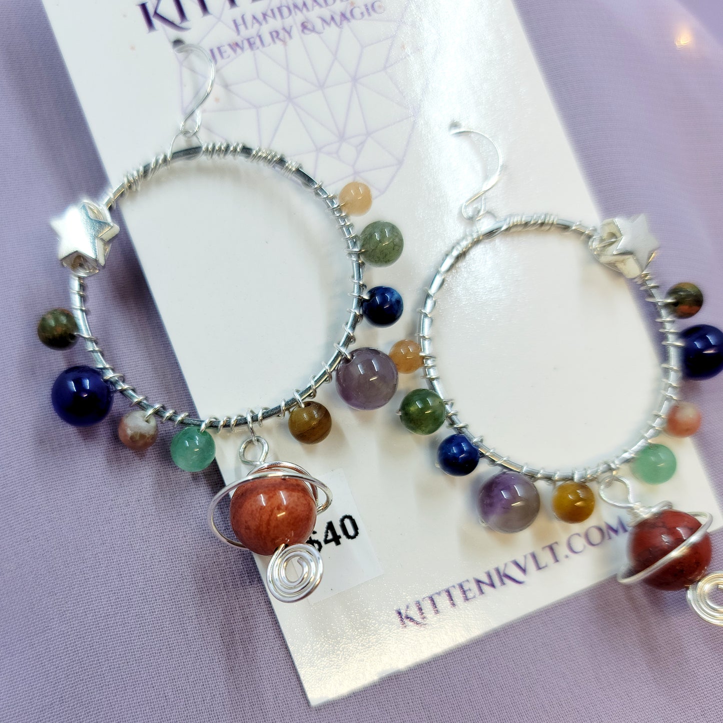 Crystal Planet Space Hoop Earrings