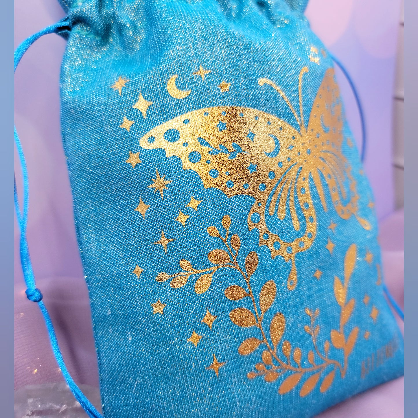 Mystical Witchy Celestial Butterfly Tarot Oracle Pouch Sparkly Fabric