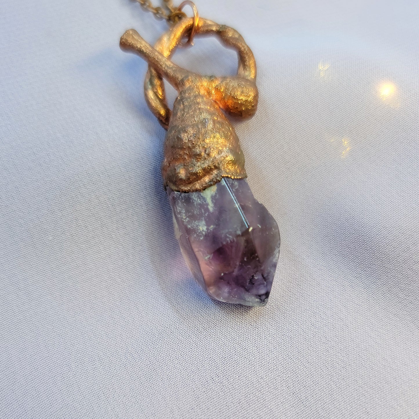 Amethyst Acorn Woodland Nymph Copper Necklace