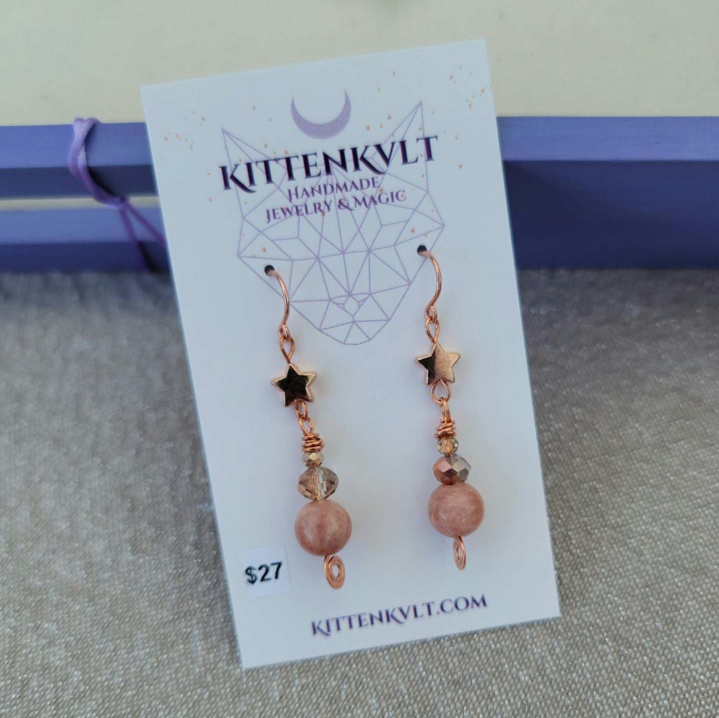 Witchy Fairy Celestial Sunstone Cosmic Copper Earrings