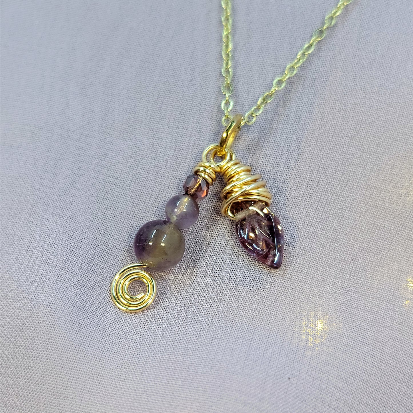 Ethereal Fairy Amethyst Leaf Necklace