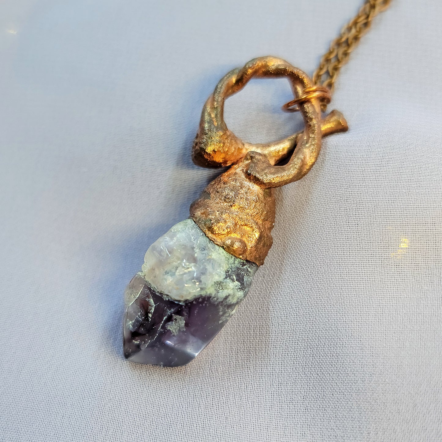 Amethyst Acorn Woodland Nymph Copper Necklace