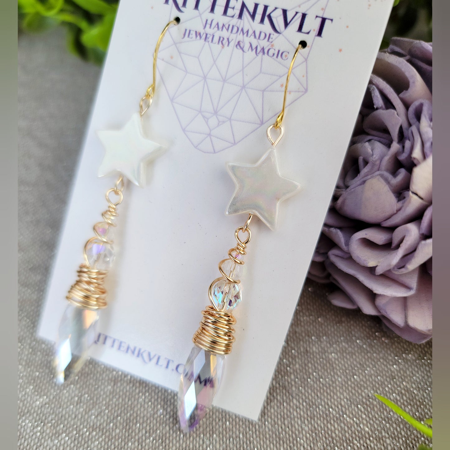 Celestial Sun Catcher Earrings With Shell Stars