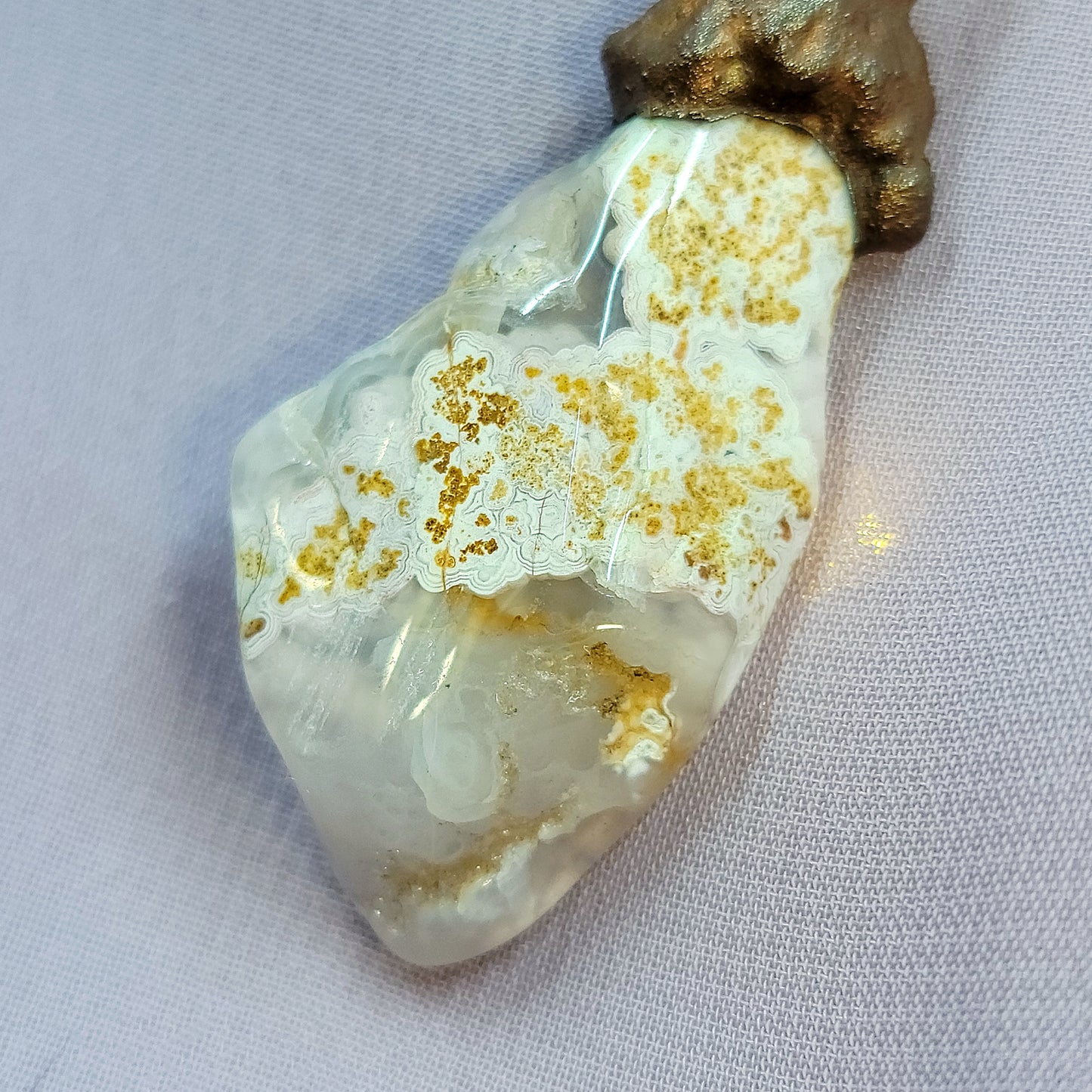 Calico Lace Agate Copper Pendant