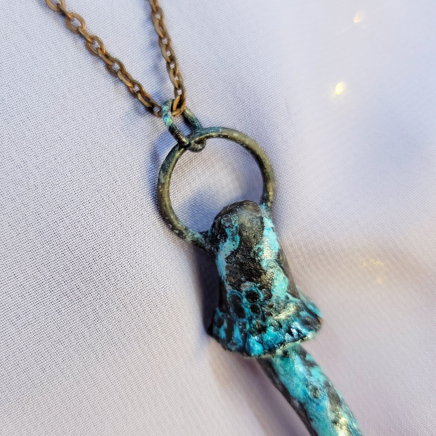 Patina Mushroom Electroformed Copper Necklace