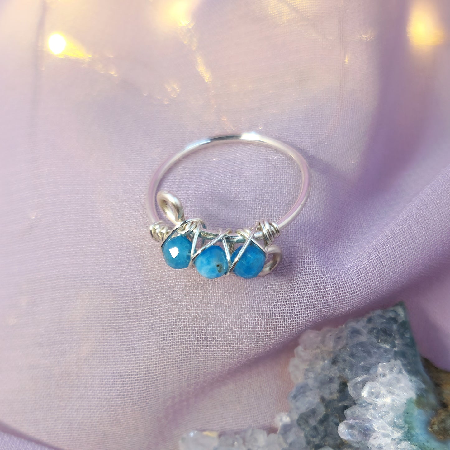 Mystical Sea Witch Fairy Blue Apatite Ring