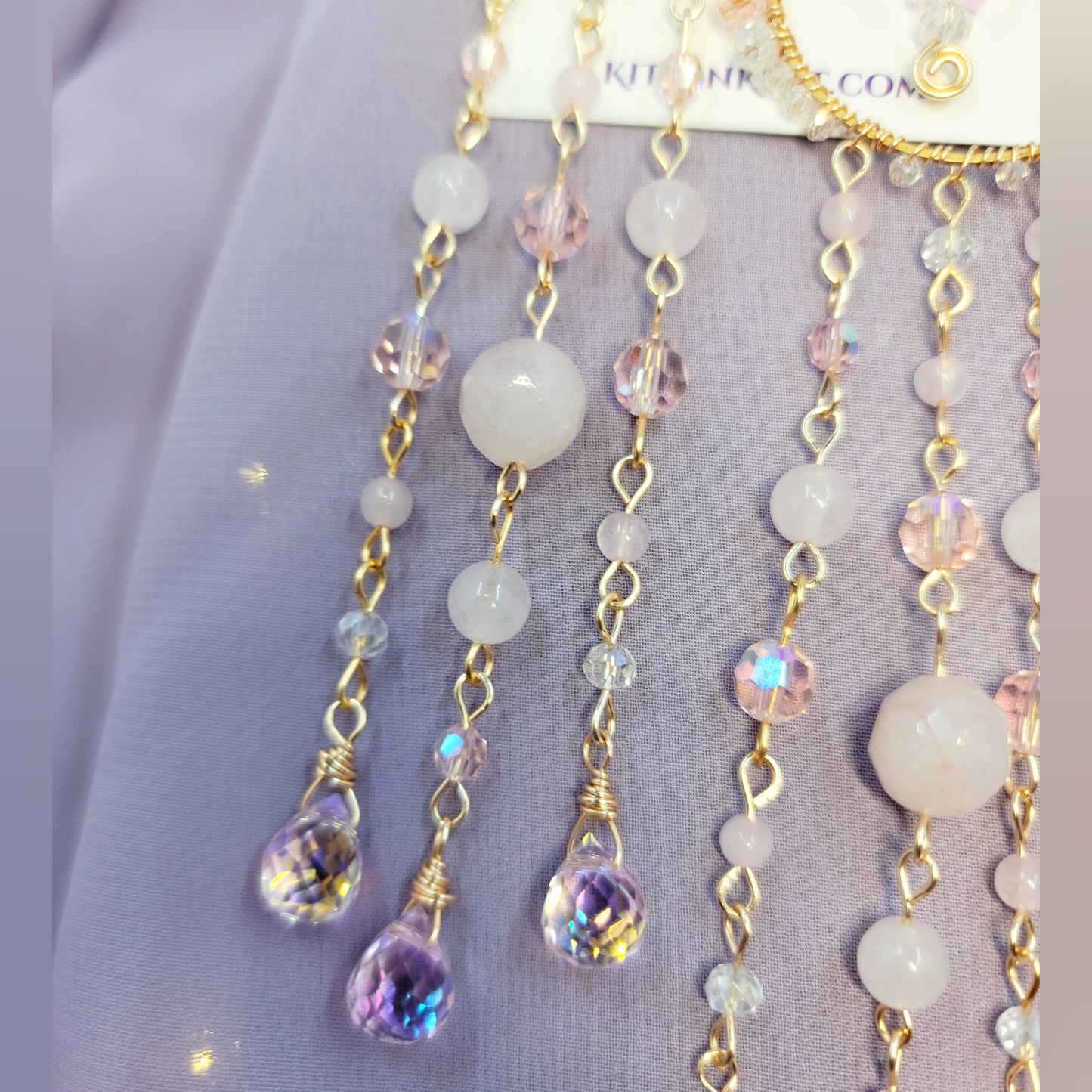 Rose Quartz Butterfly Sun Catcher Earrings