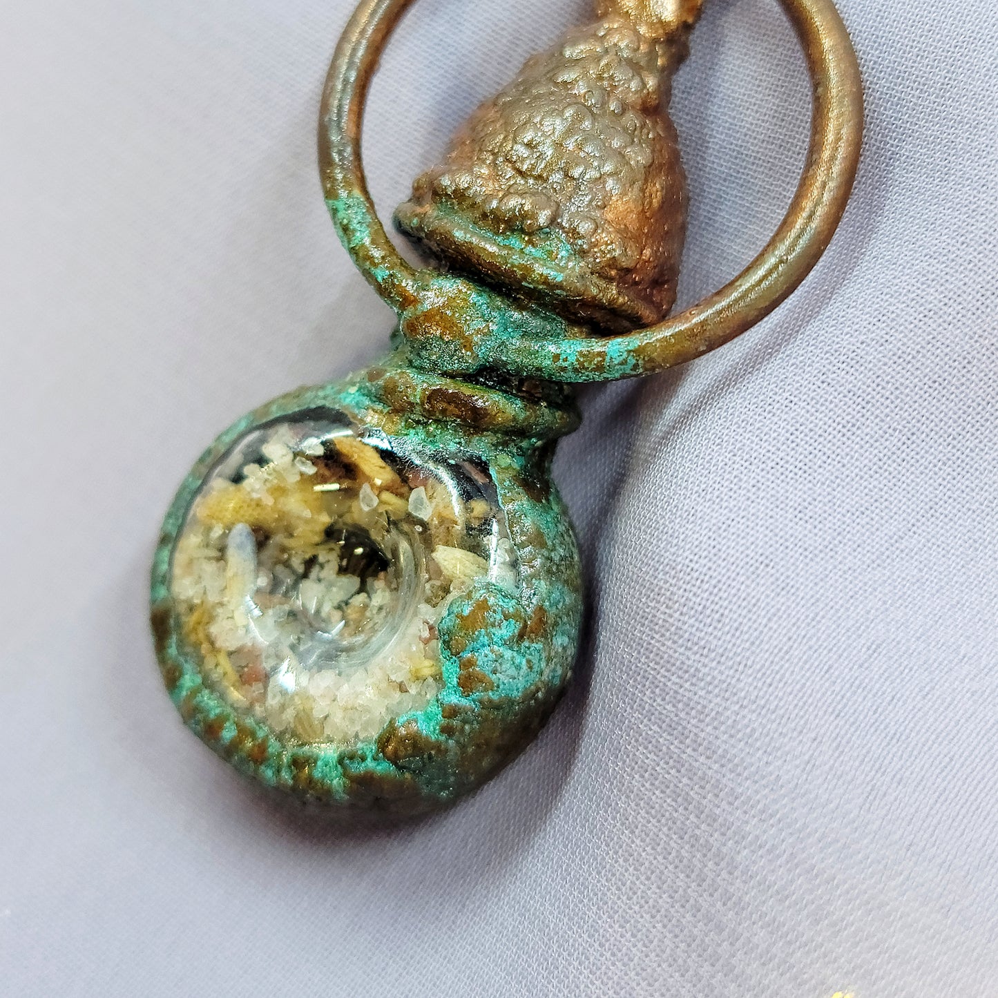 Anxiety Banishing Spell Jar & Acorn Patina Electroformed Copper Necklace