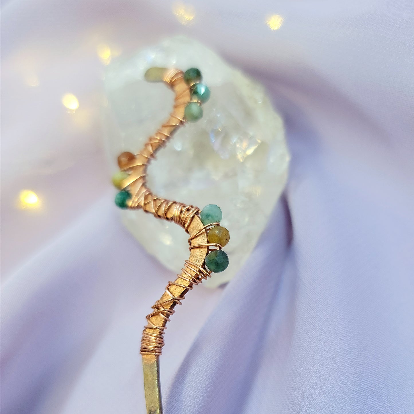Ocean Jasper Hammered Copper Squiggle Hair Stick