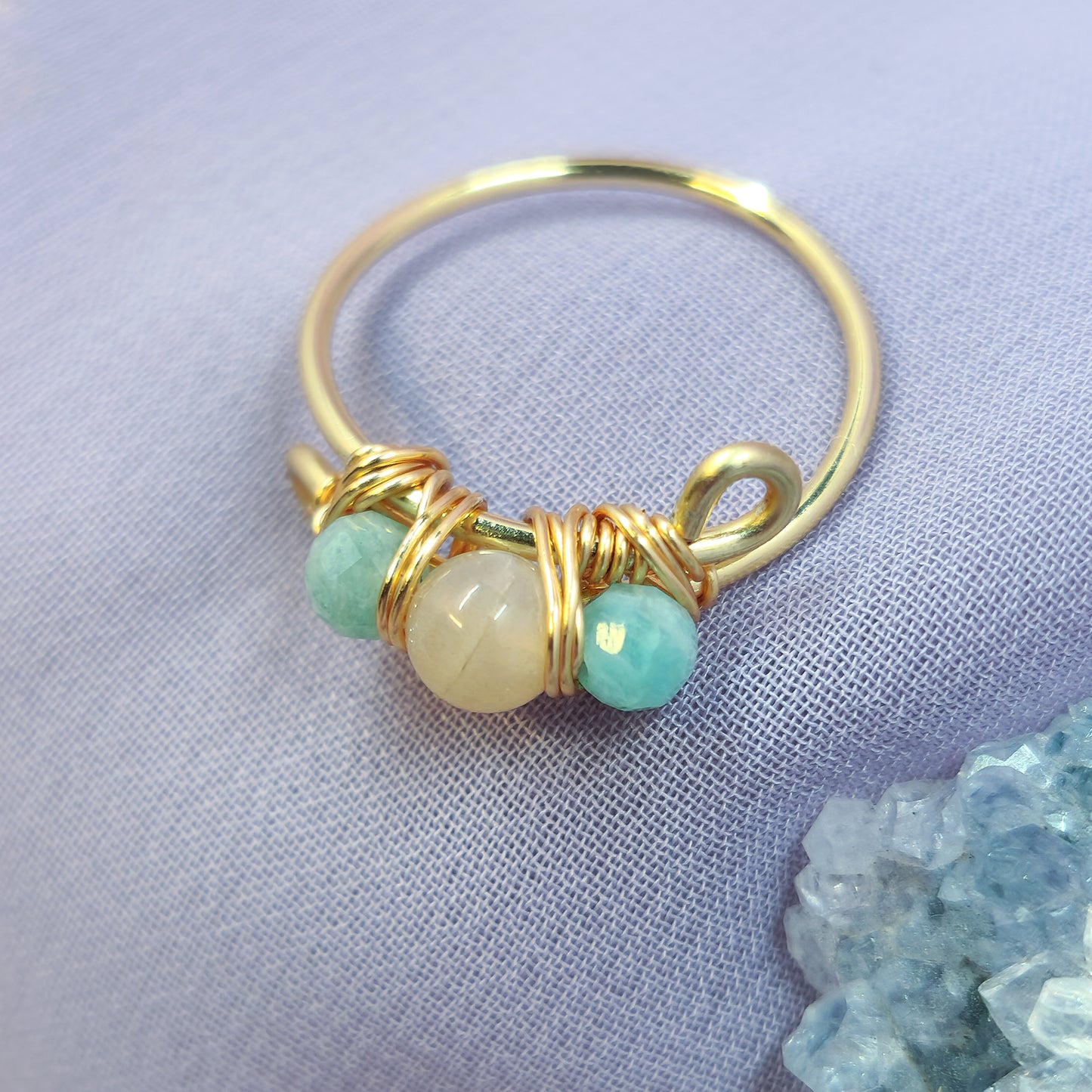 Fairy Sunstone & Amazonite Ring