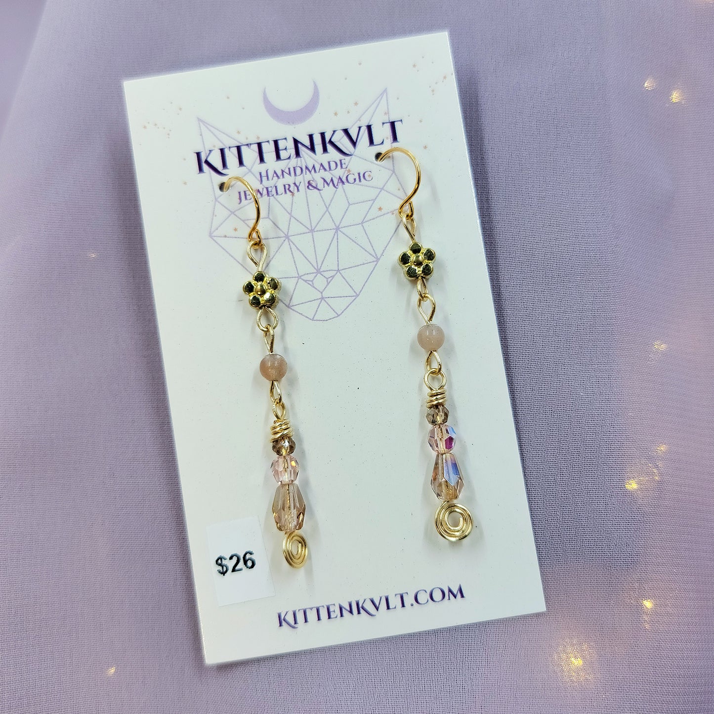 Dainty Sunstone Flower Earrings