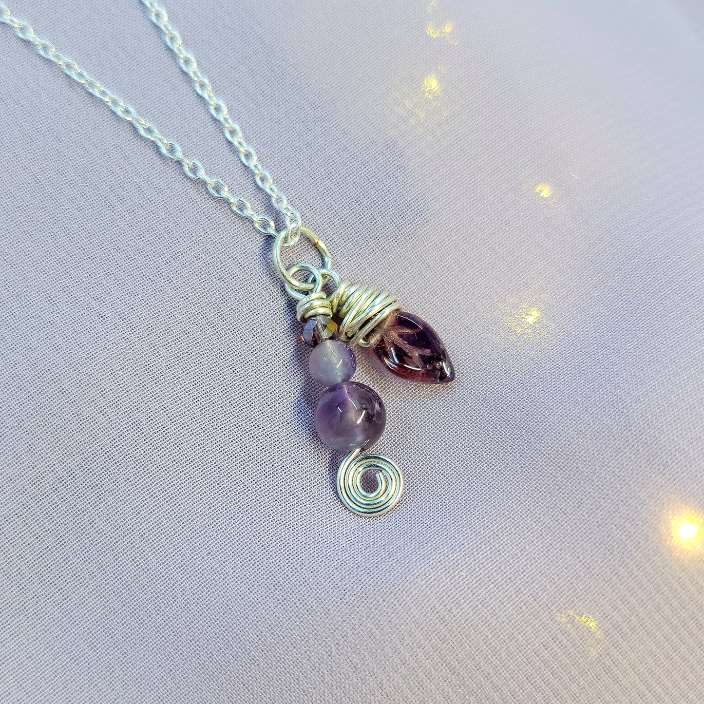 Ethereal Fairy Amethyst Leaf Necklace