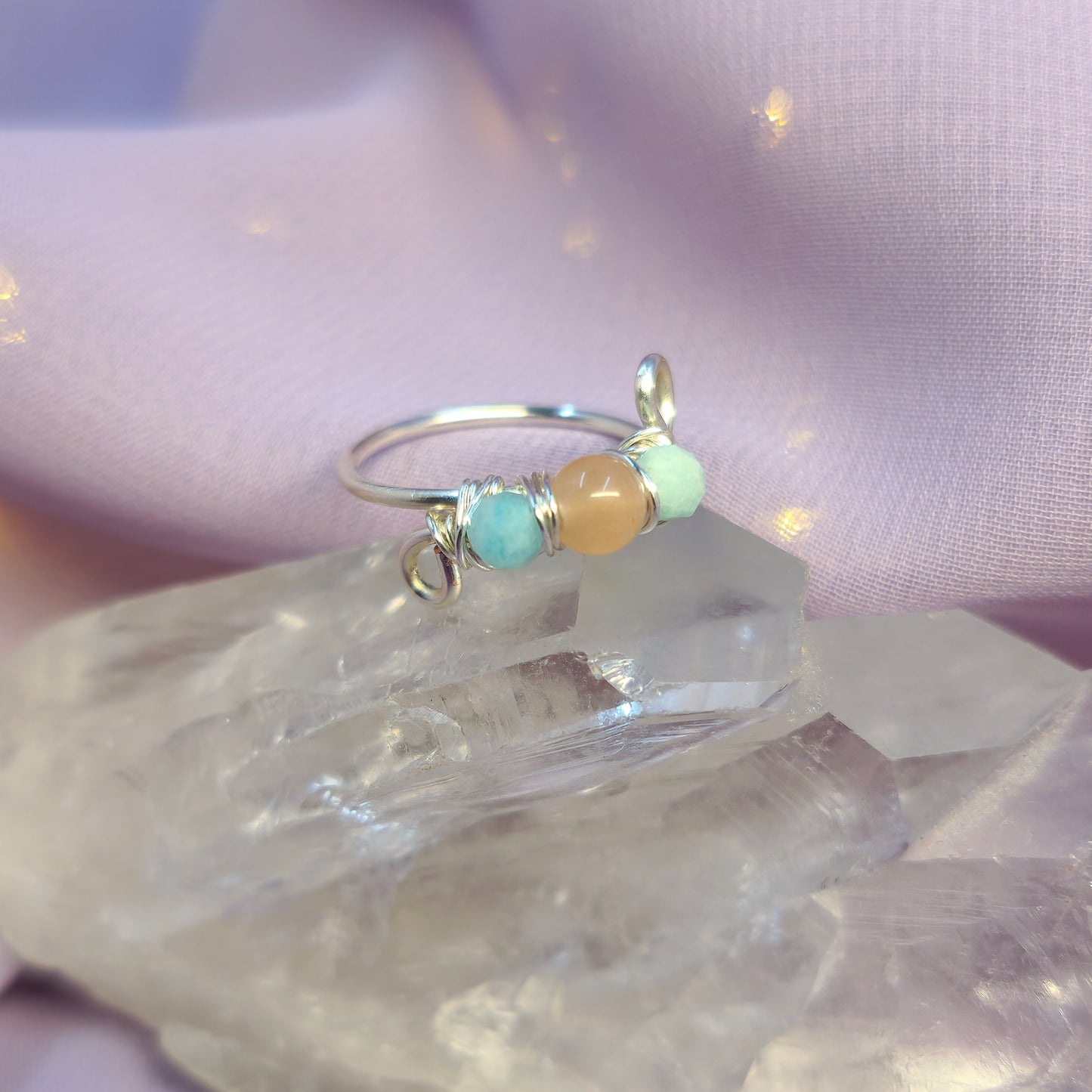 Fairy Sunstone & Amazonite Ring