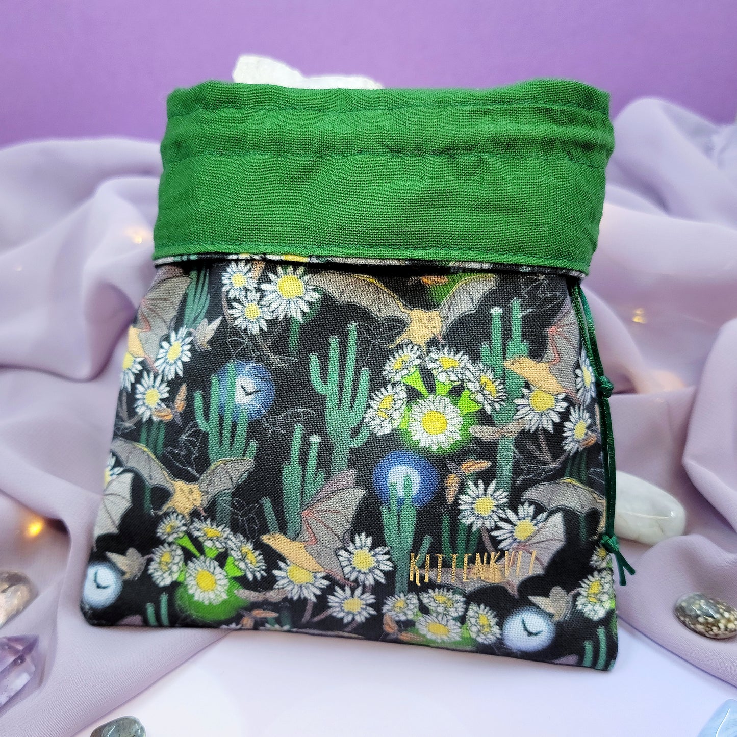 Bat & Moth Flower Crystal Trinket Pouch