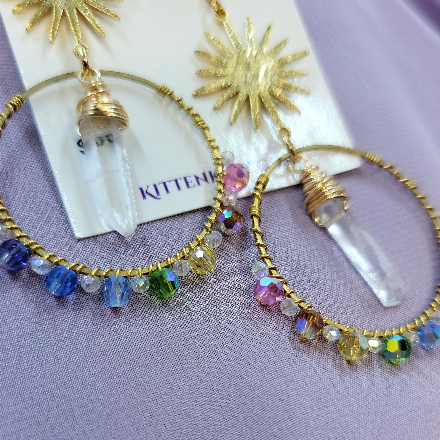 Celestial Rainbow Quartz Sun Catcher Earrings