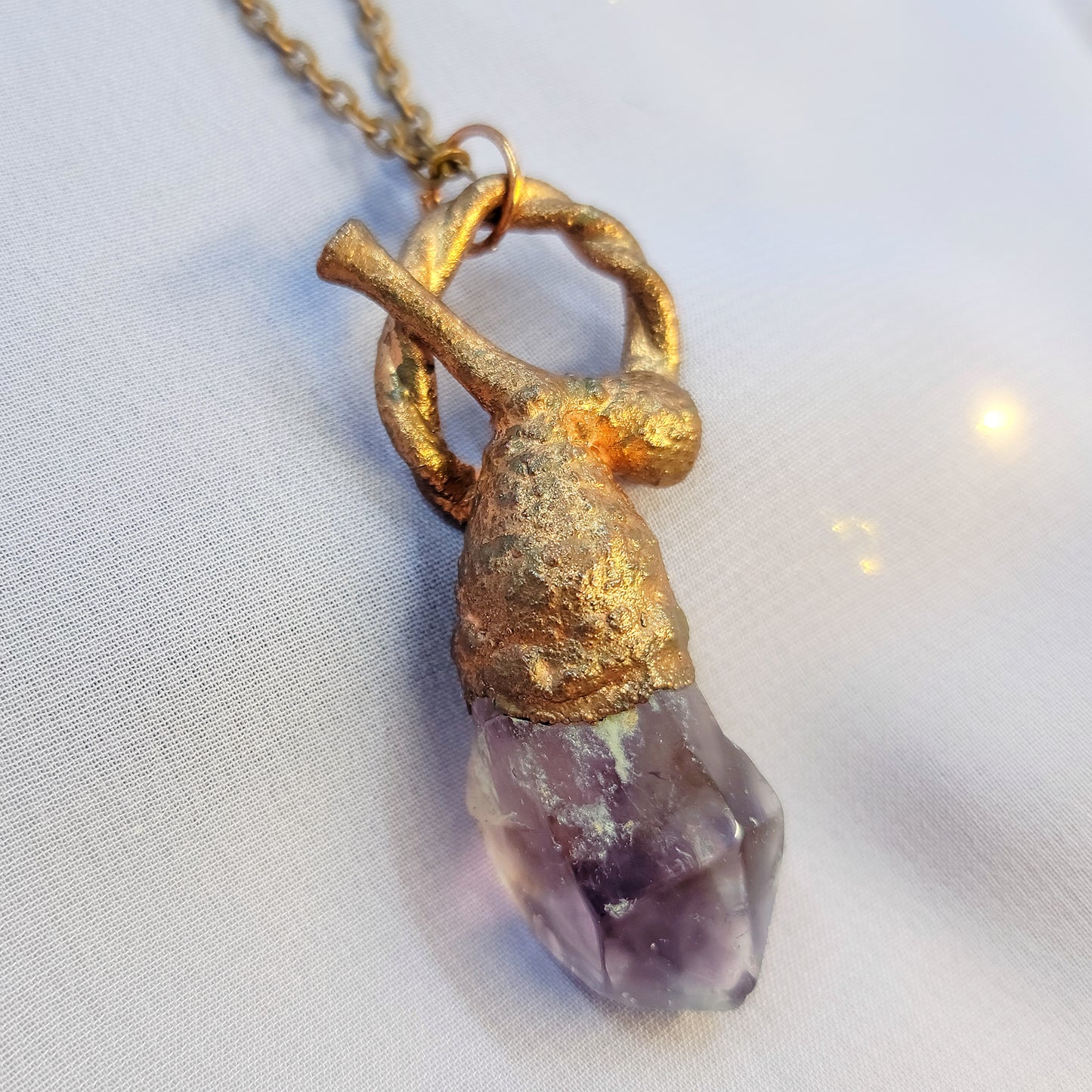 Amethyst Acorn Woodland Nymph Copper Necklace