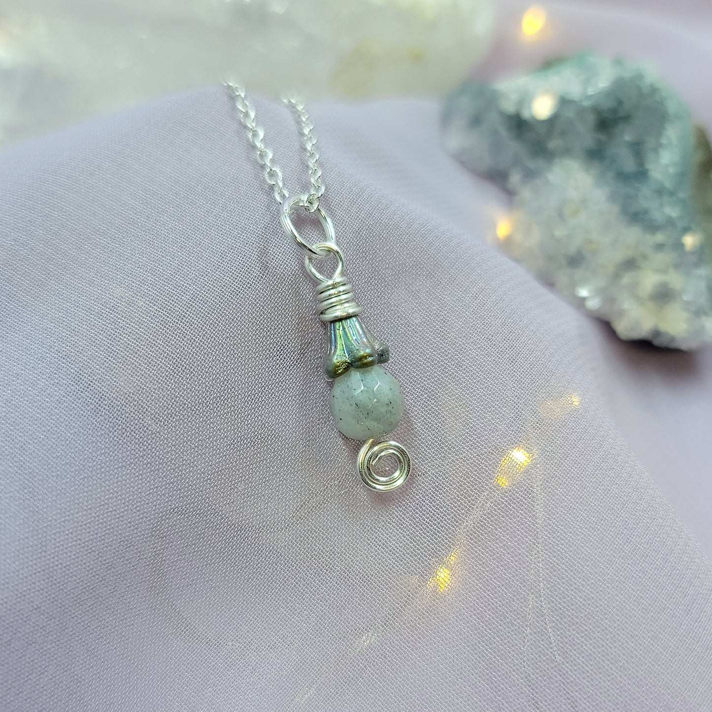 Dainty Fairy Labradorite Flower Necklace
