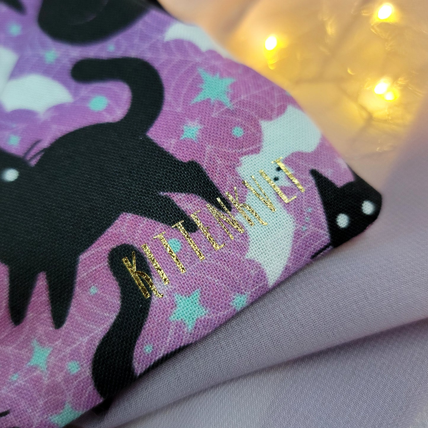 Mystical Kitty & Bat Trinket Crystal Pouch, Kawaii Witch Bag