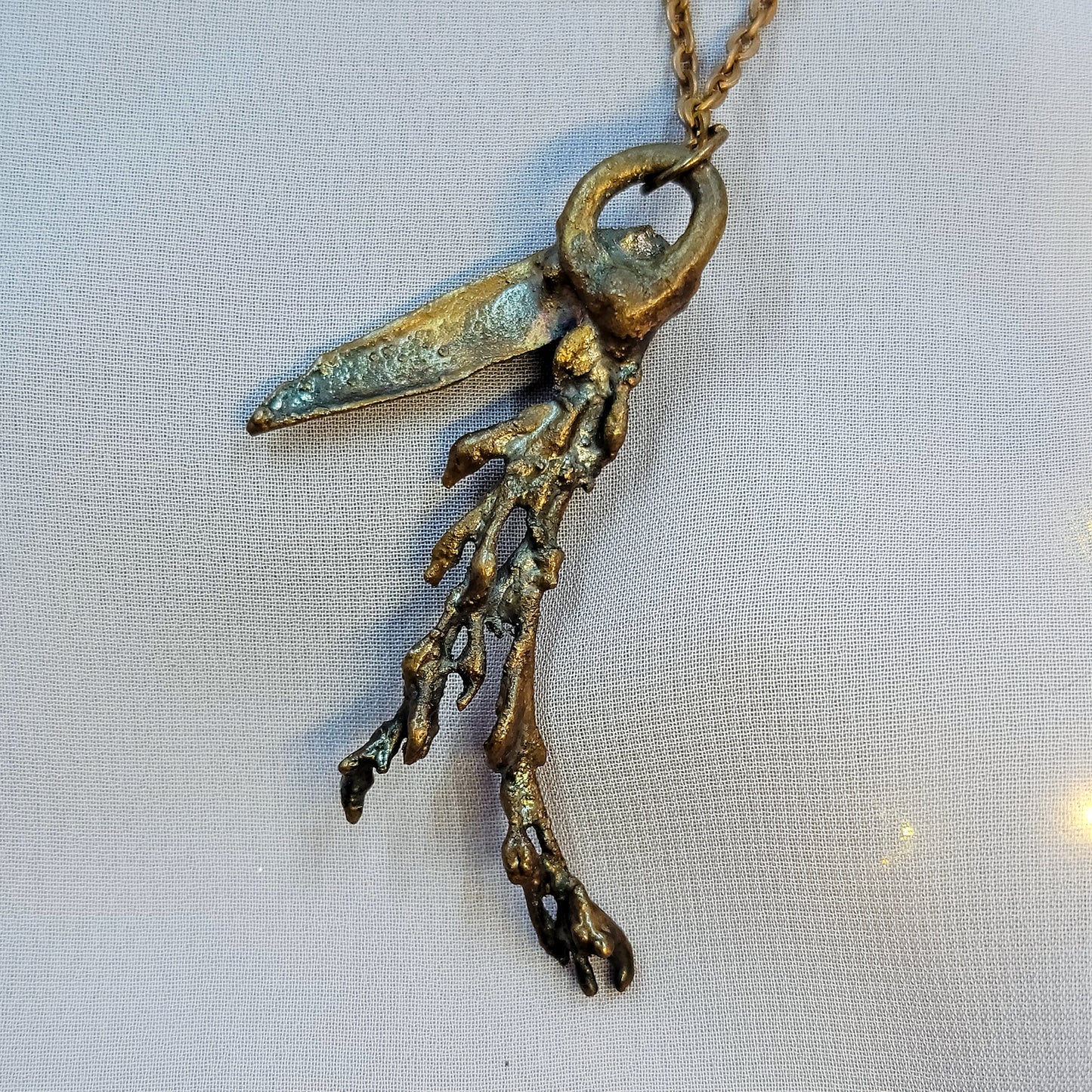Garnet & Citrine Raven Electroformed Copper Pendant