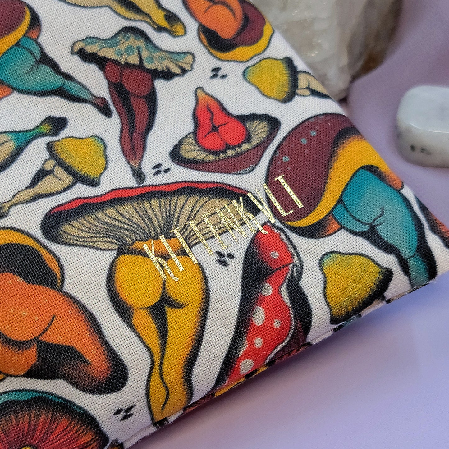 Funky Mushroom Lady Butts Crystal Trinket Pouch
