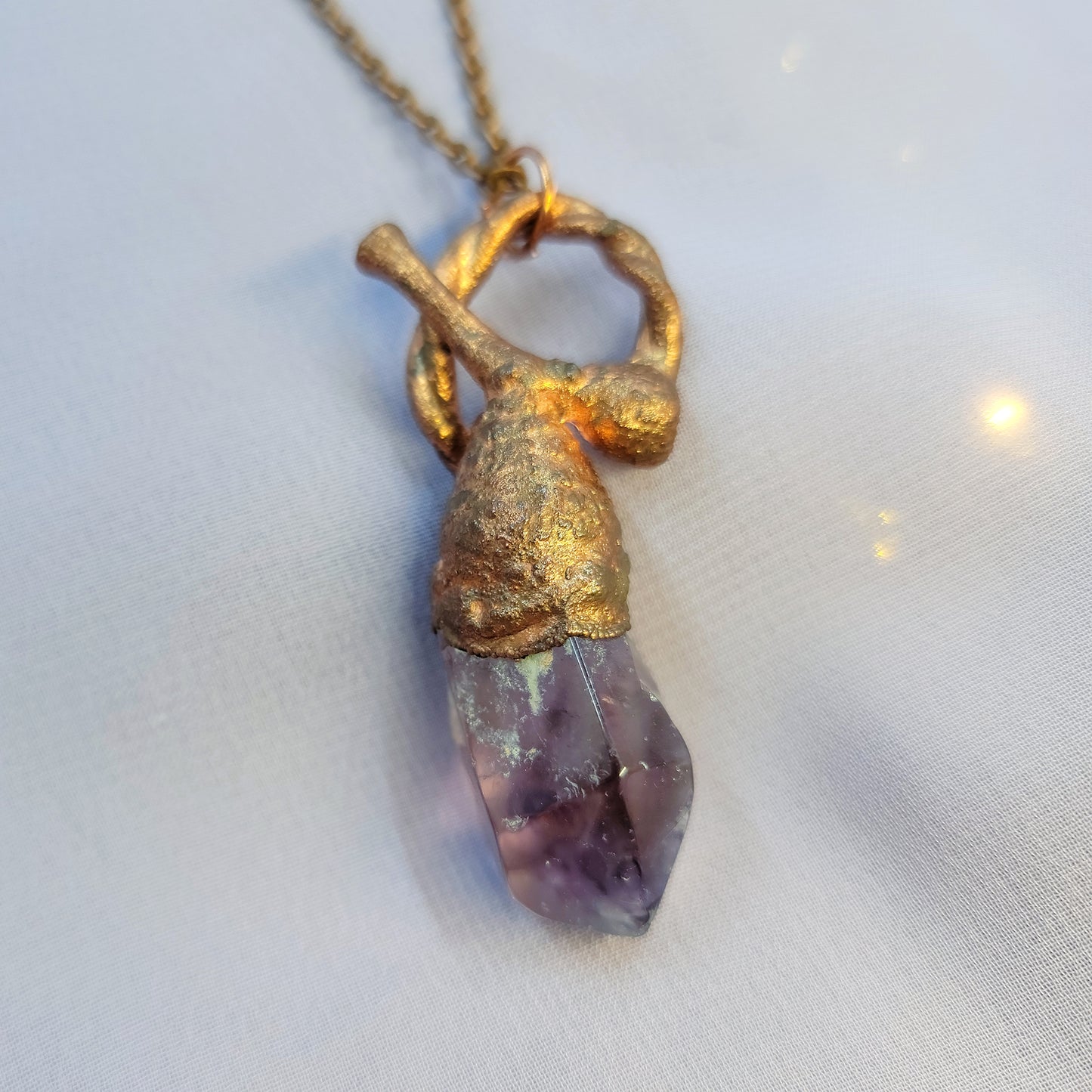 Amethyst Acorn Woodland Nymph Copper Necklace