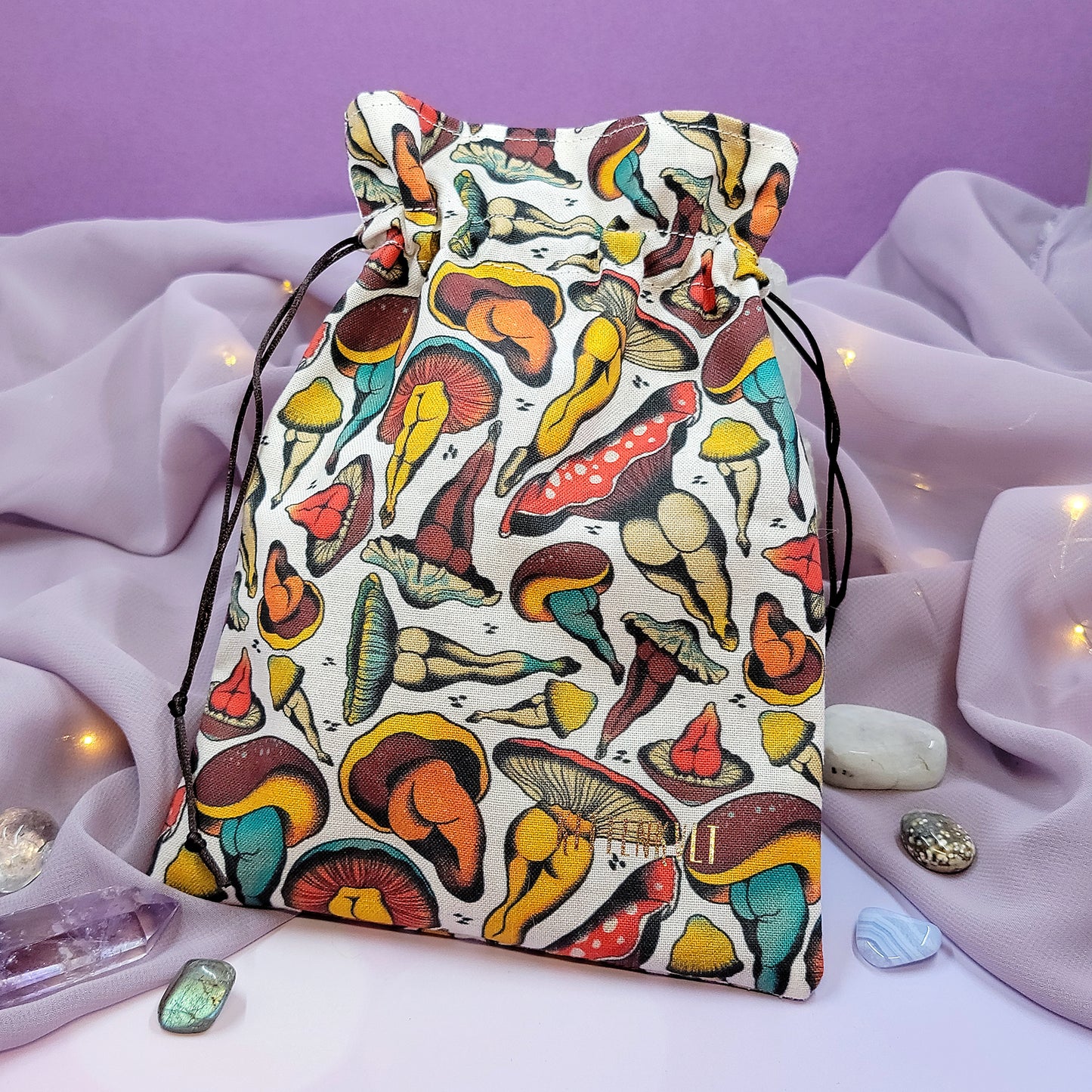 Funky Mushroom Lady Butts Crystal Trinket Pouch