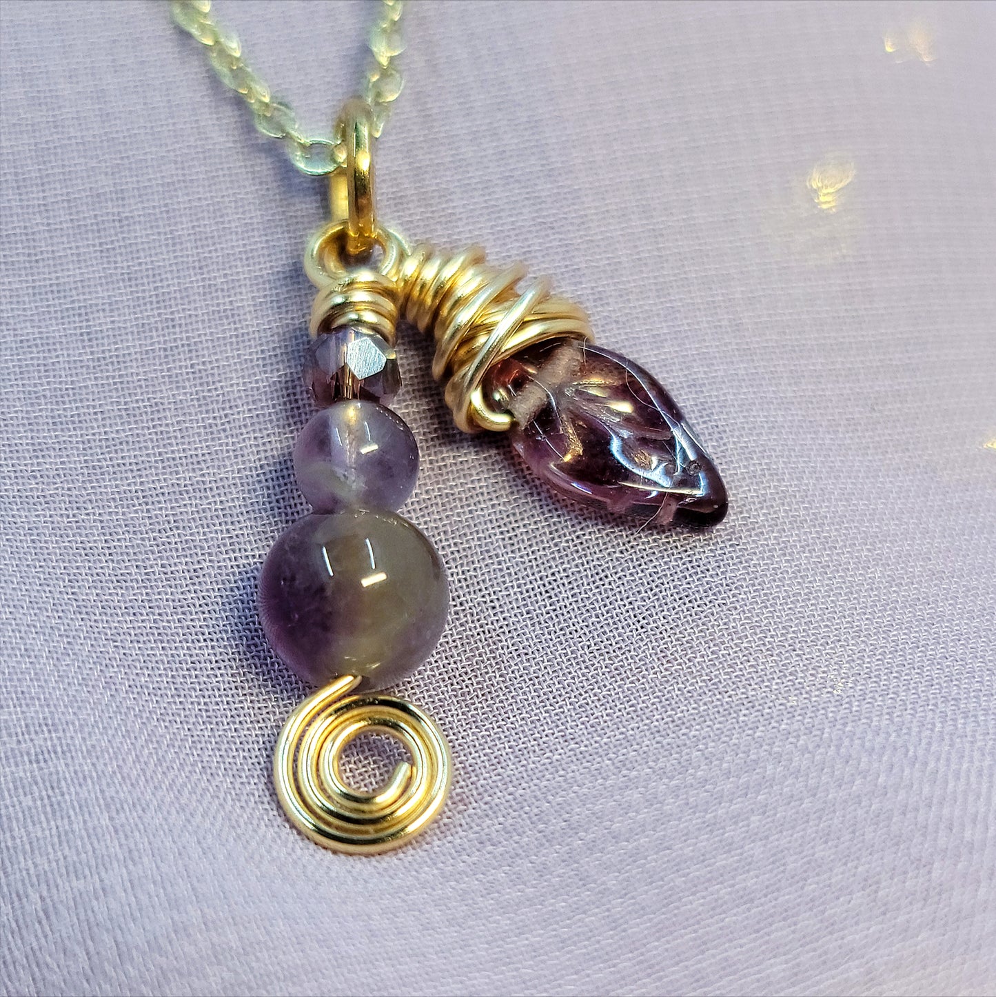 Ethereal Fairy Amethyst Leaf Necklace