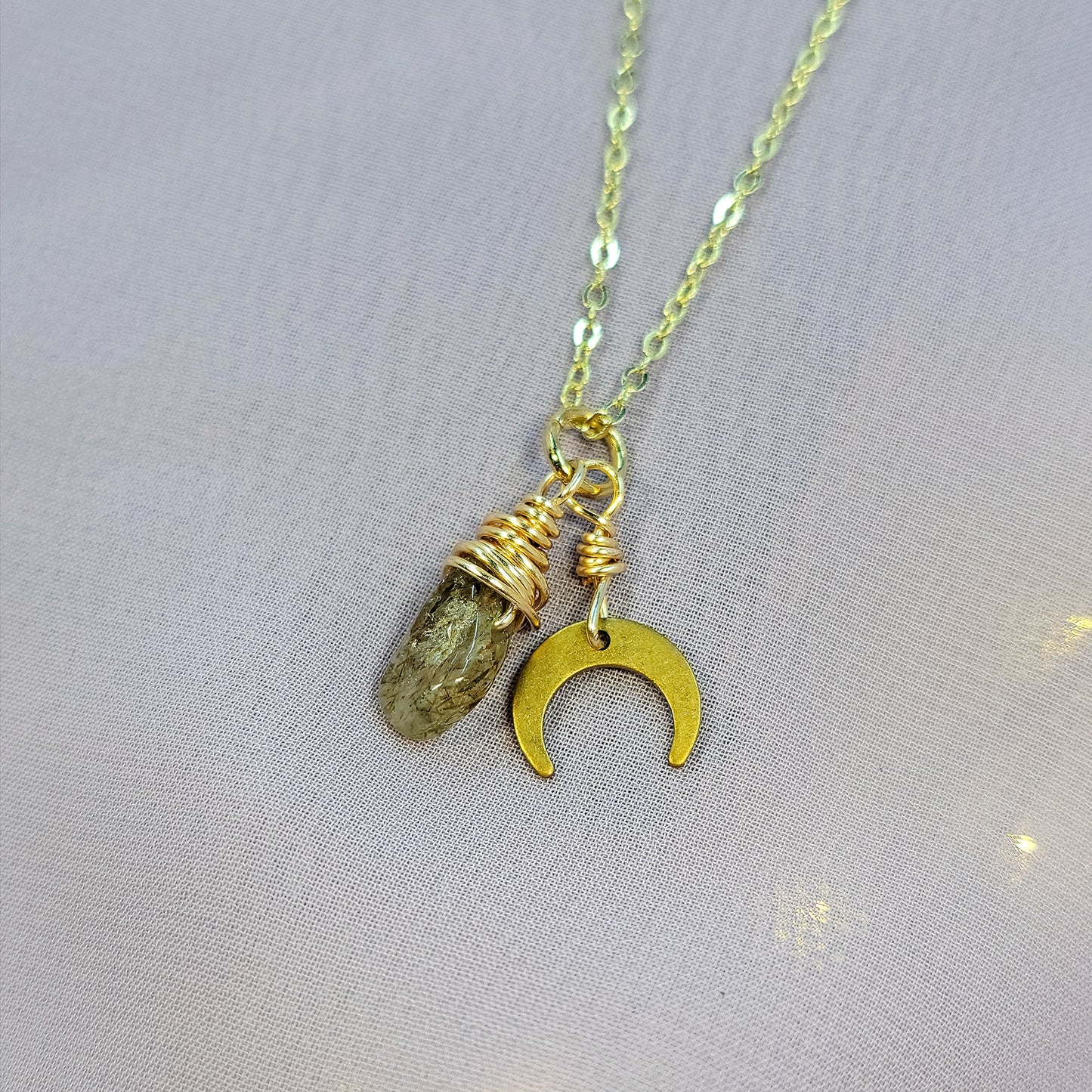 Mystical Witchy Fairy Ocean Jasper Moon Necklace