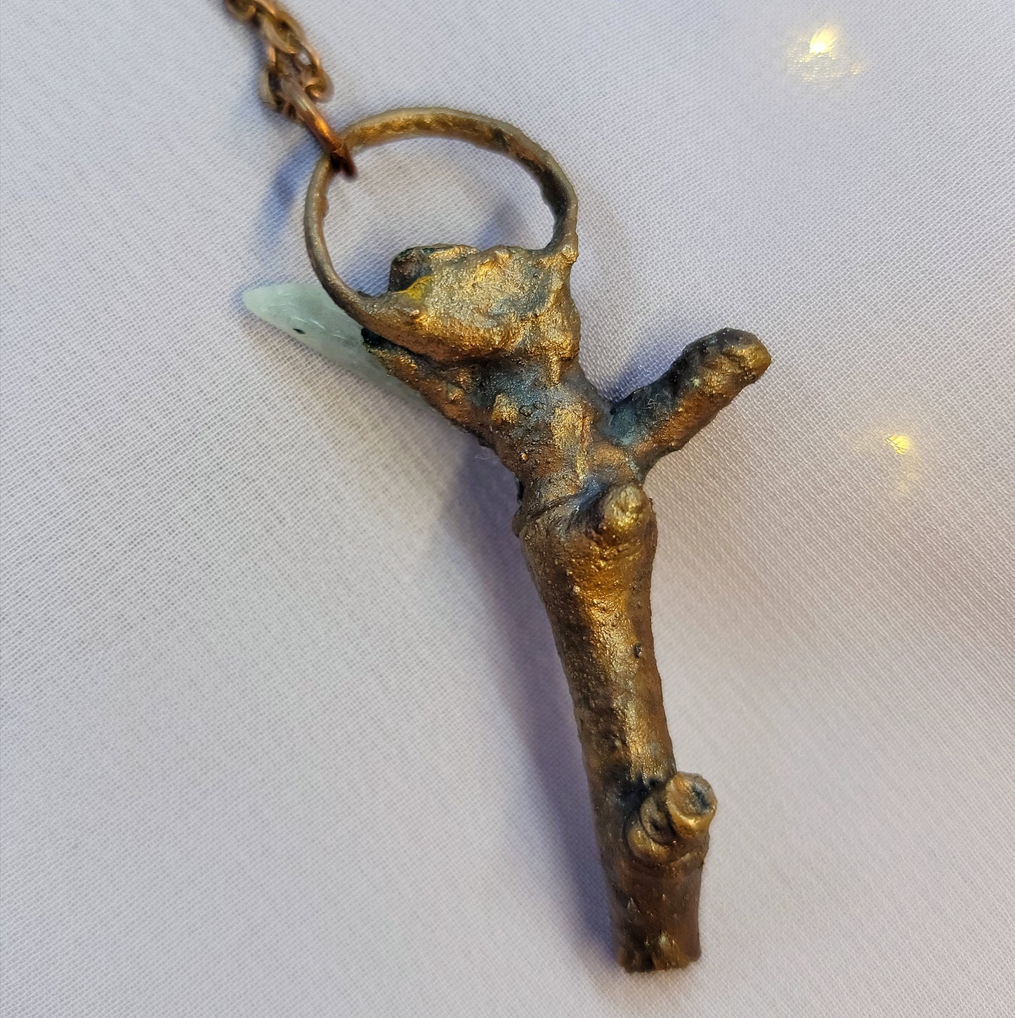 Real Twig & Labradorite Electroformed Copper Necklace