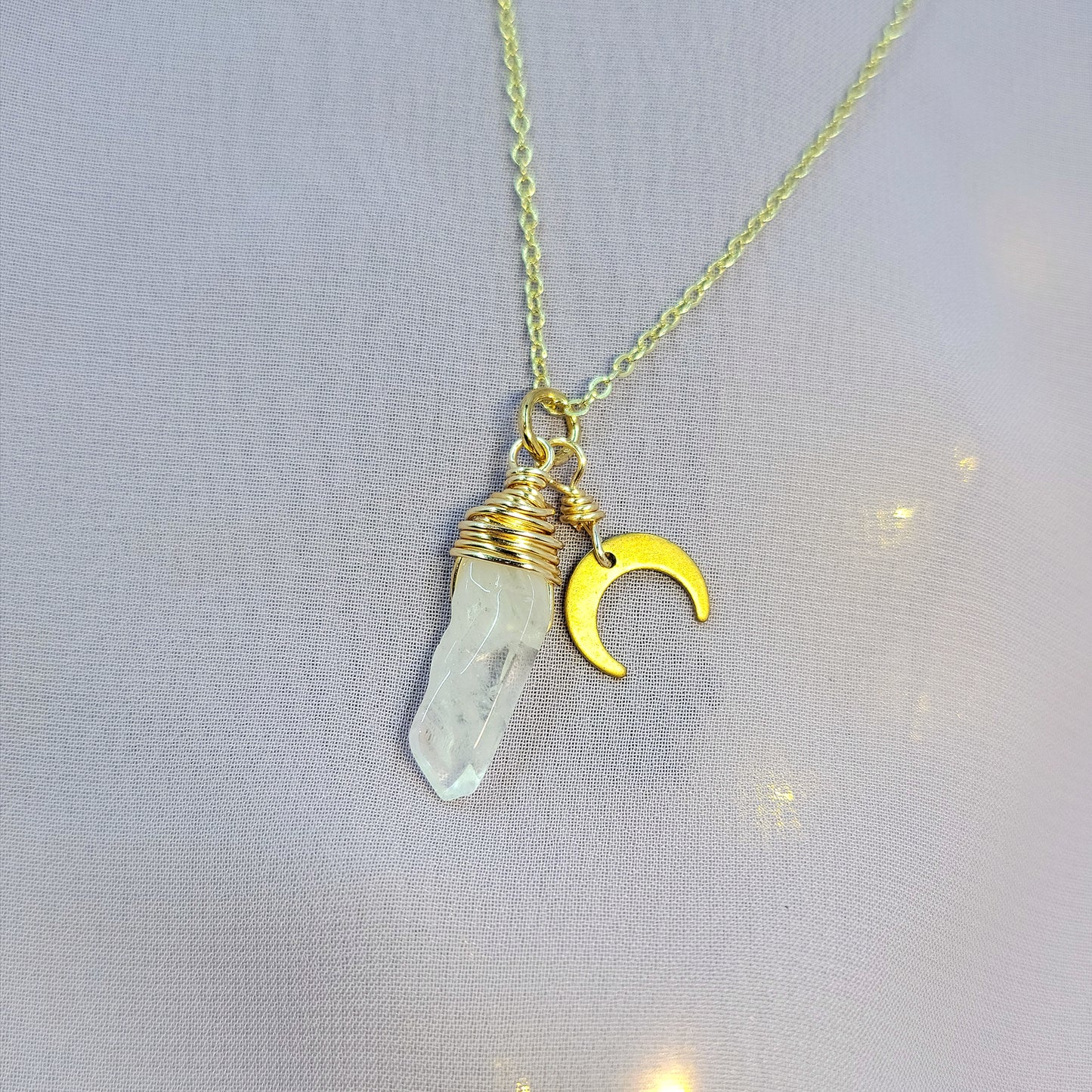 Mystical Witchy Fairy Quartz Moon Necklace