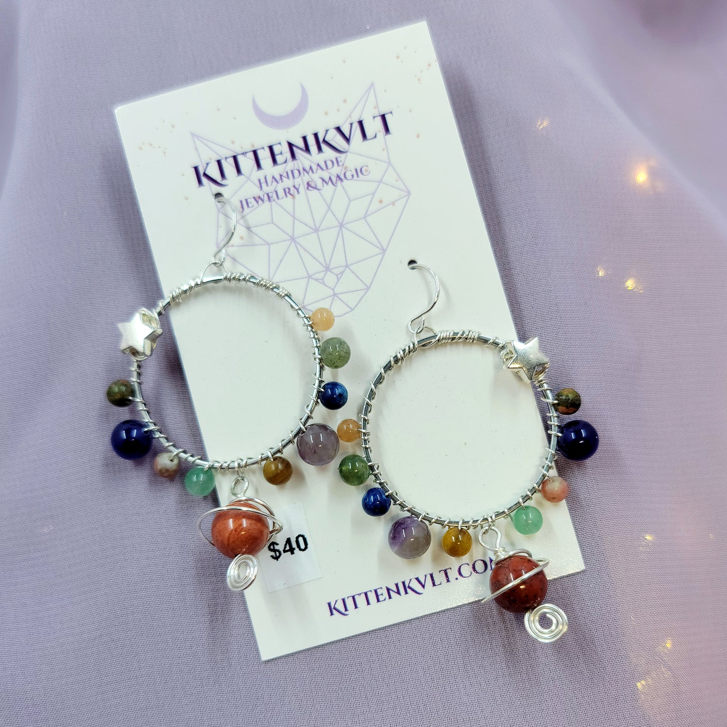 Crystal Planet Space Hoop Earrings
