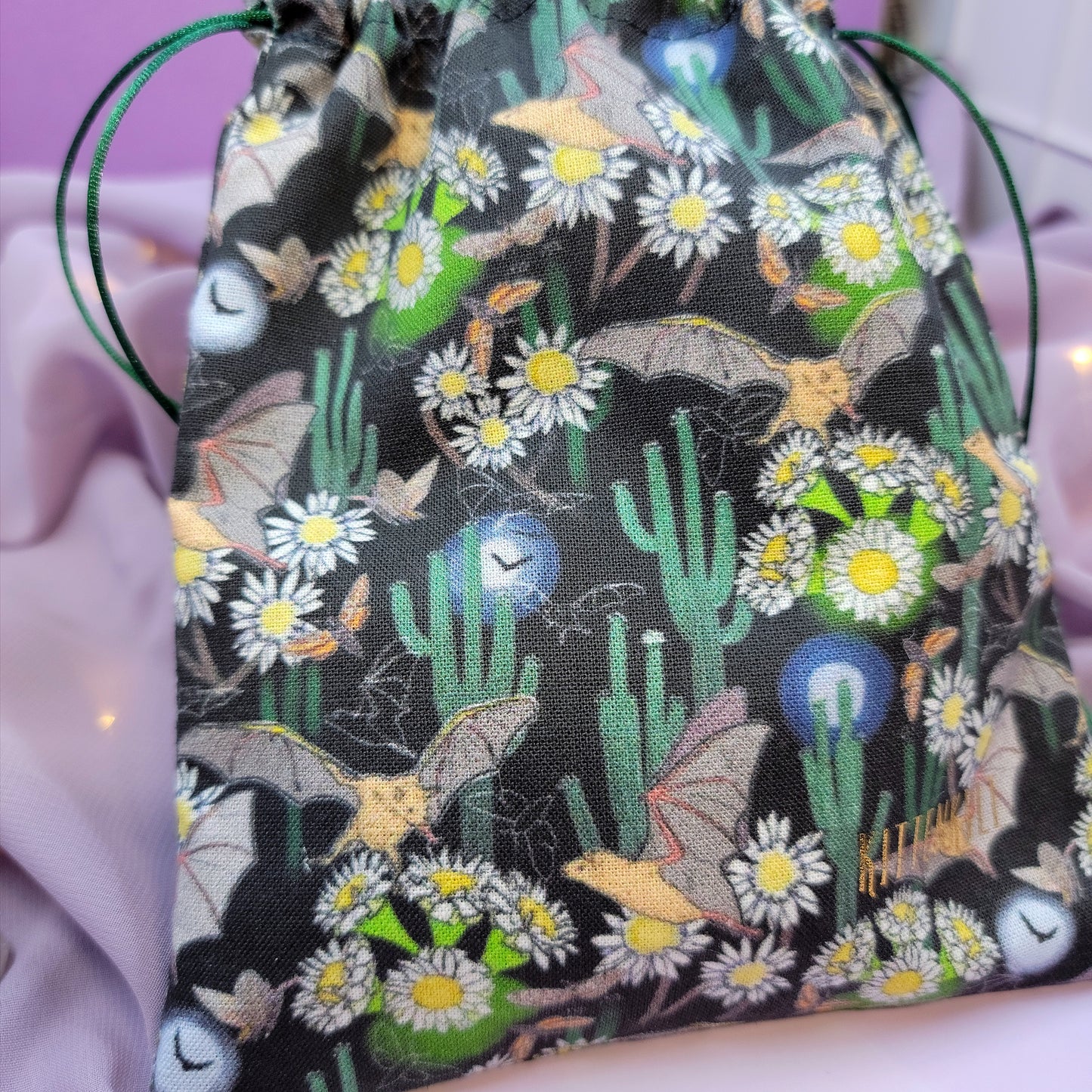 Bat & Moth Flower Crystal Trinket Pouch