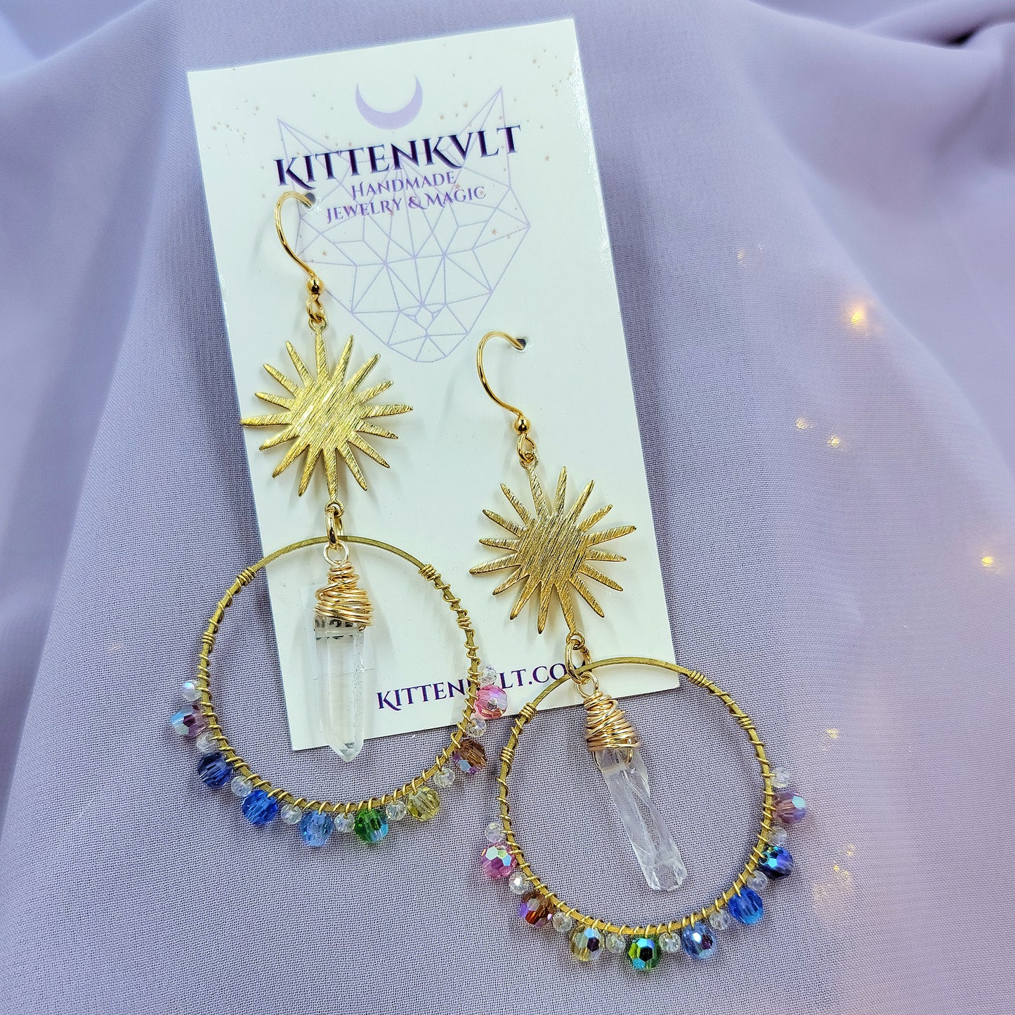 Celestial Rainbow Quartz Sun Catcher Earrings