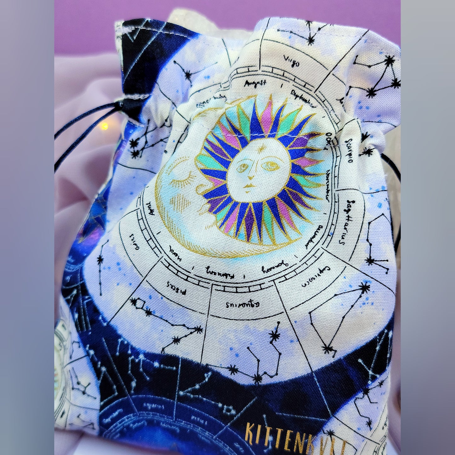 Mystical Celestial Zodiac Witchy Trinket Crystal Pouch