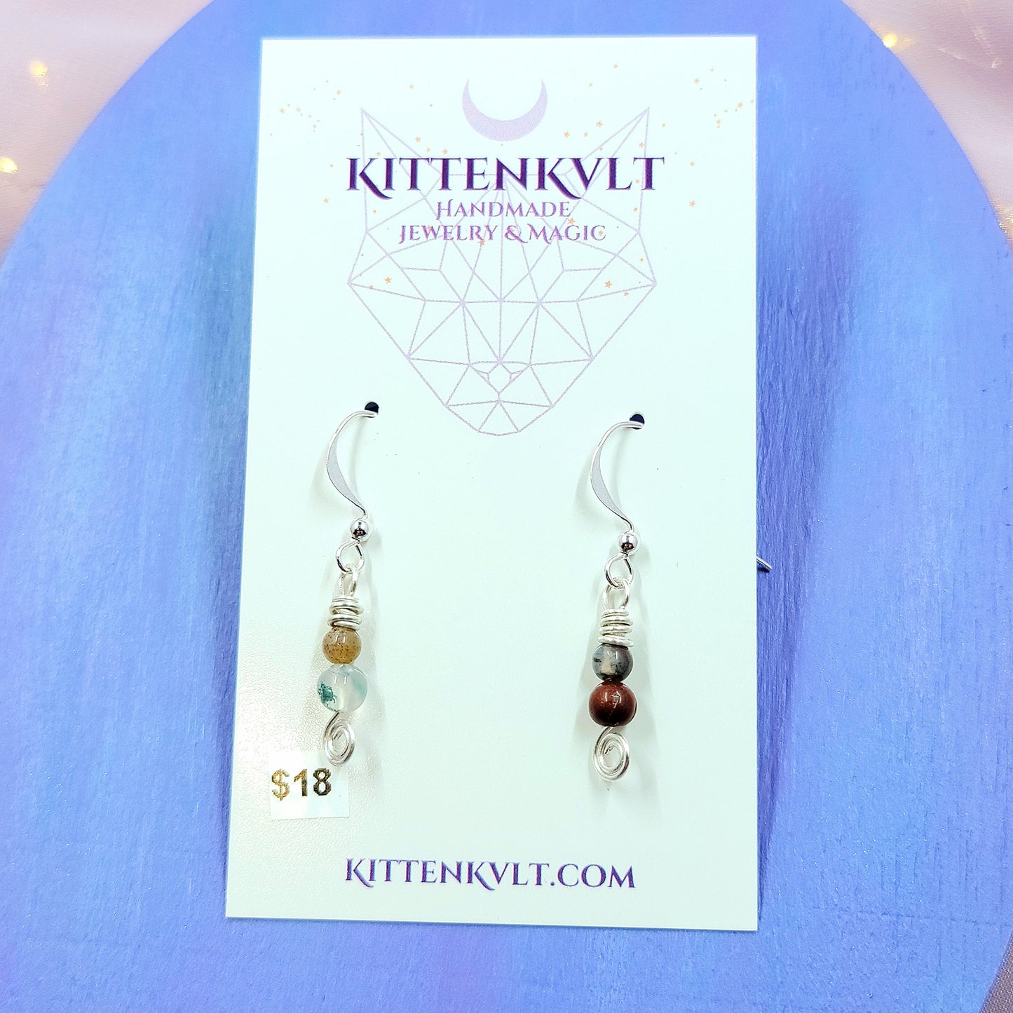 Dainty Earthy Fairy Ocean Jasper & Moss Agate Earrings