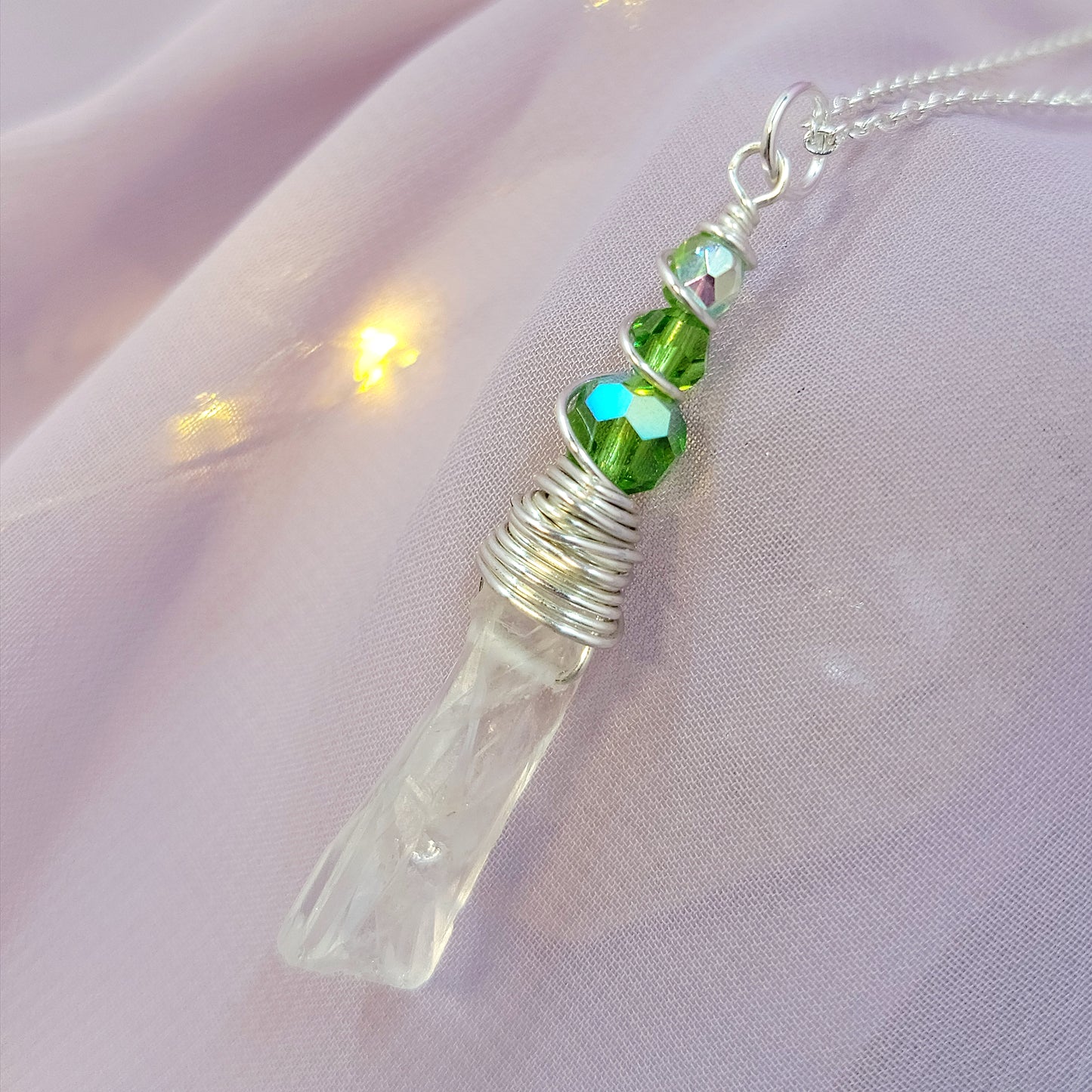 Mystical Fairy Green Witch Quartz Crystal Necklace