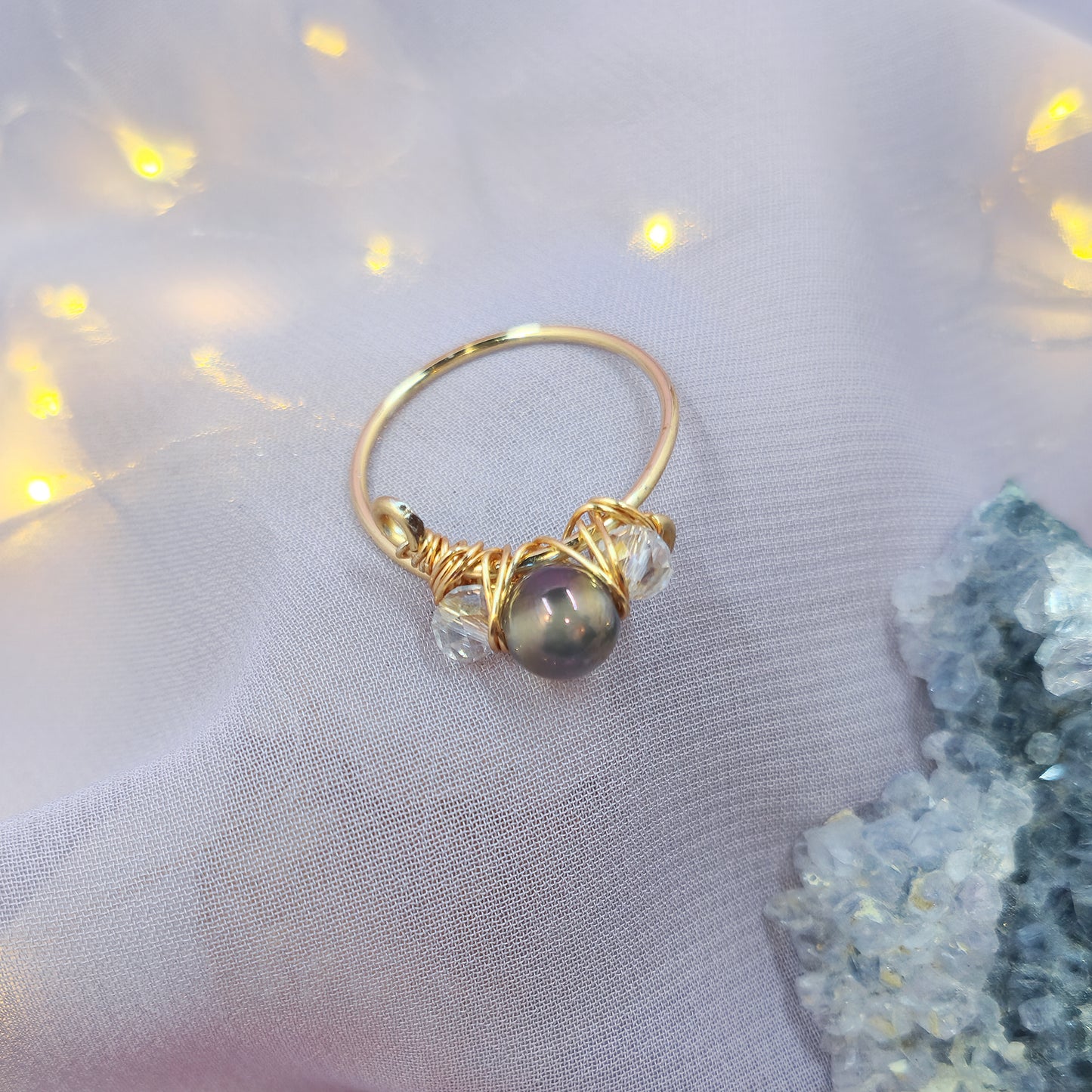 Mystical Ethereal Fairy Aura Agate Ring