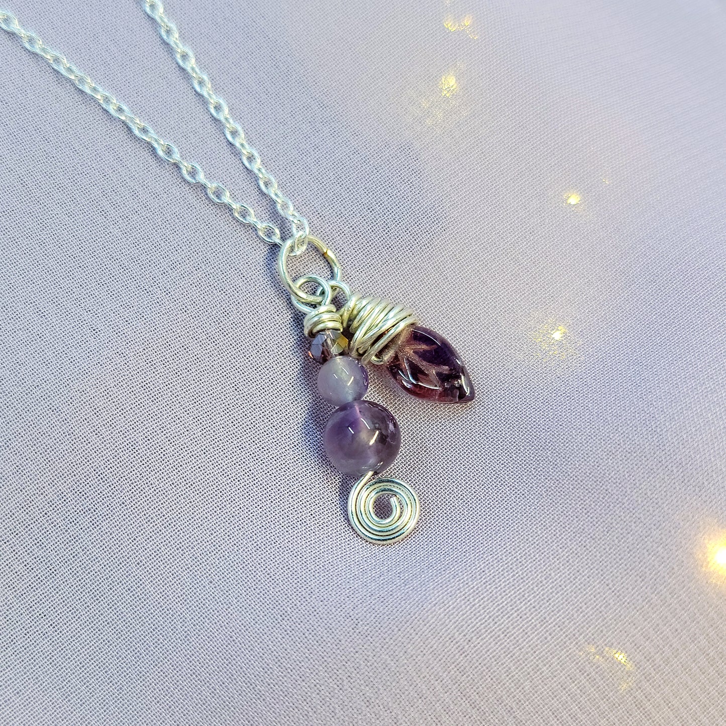 Ethereal Fairy Amethyst Leaf Necklace