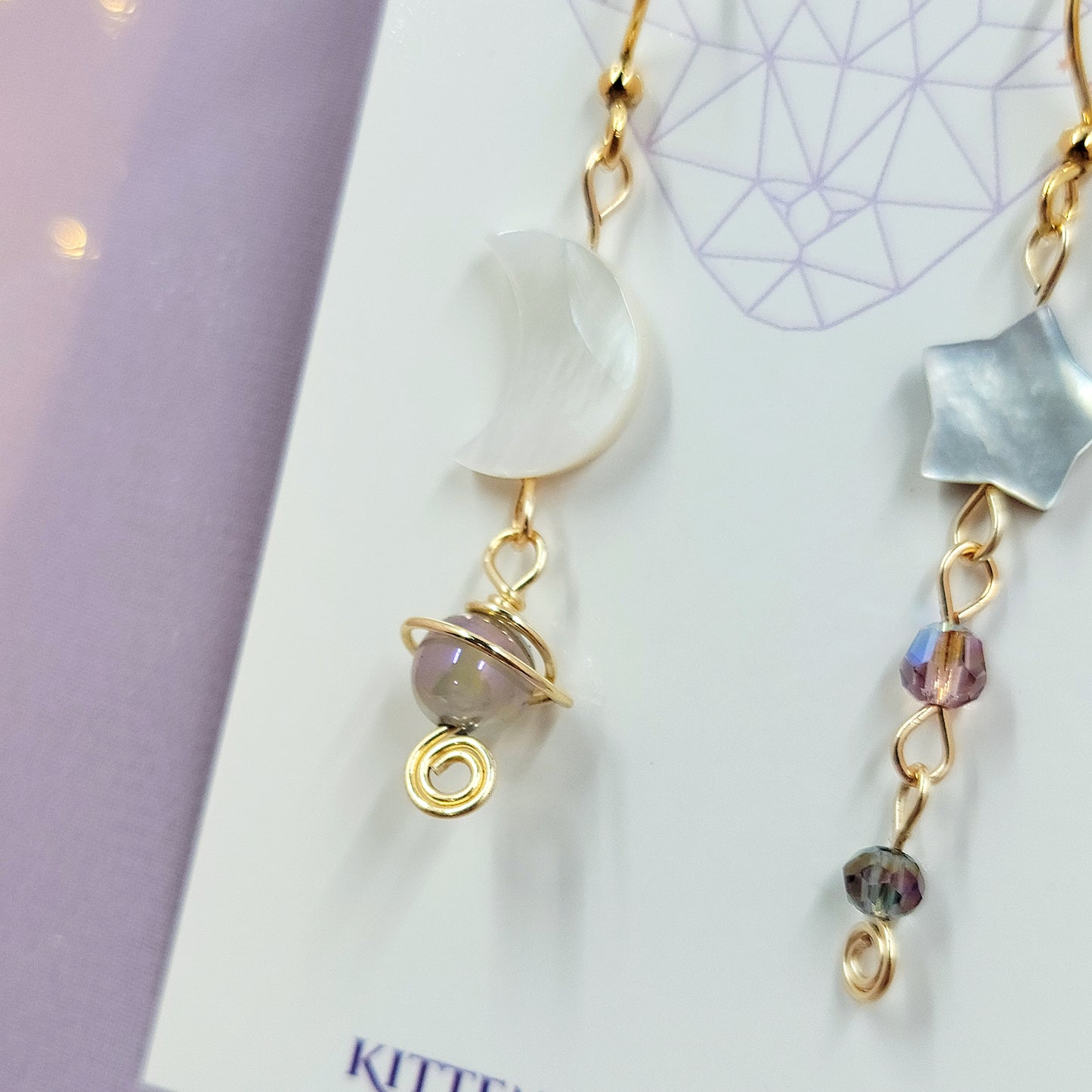 Ethereal Witchy Mystical Planet Aura Agate Celestial Moon Earrings
